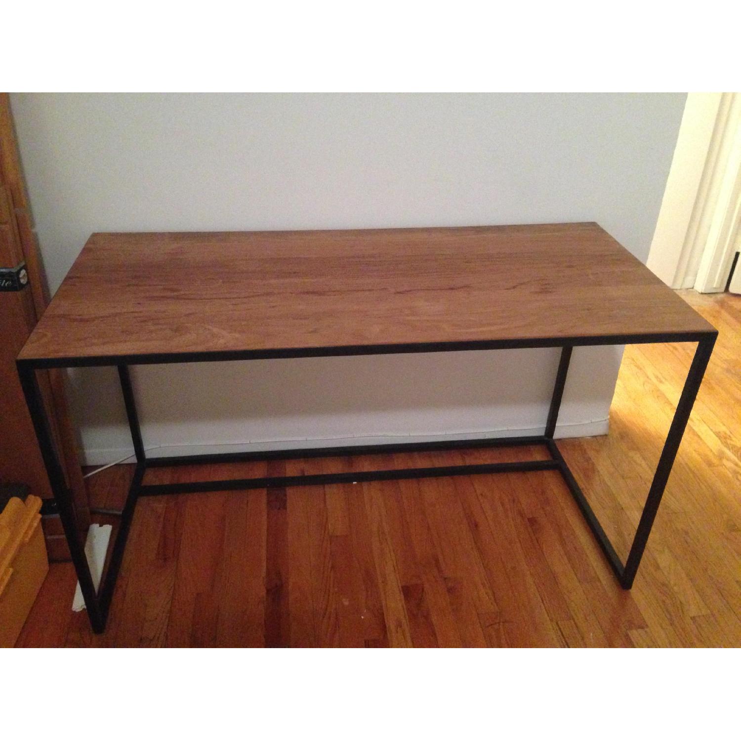 Crate & Barrel Fulton Rustic/Modern Desk in Teak and Oxidized Metal Frame - image-1