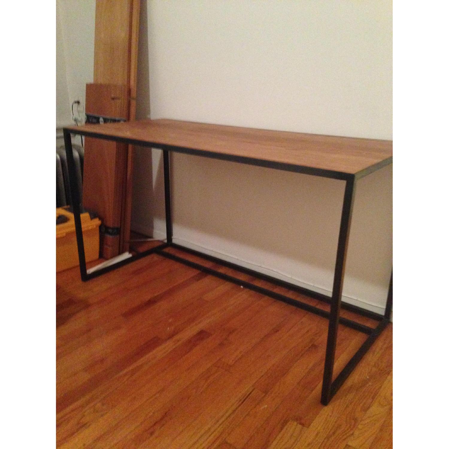 Crate & Barrel Fulton Rustic/Modern Desk in Teak and Oxidized Metal Frame - image-5