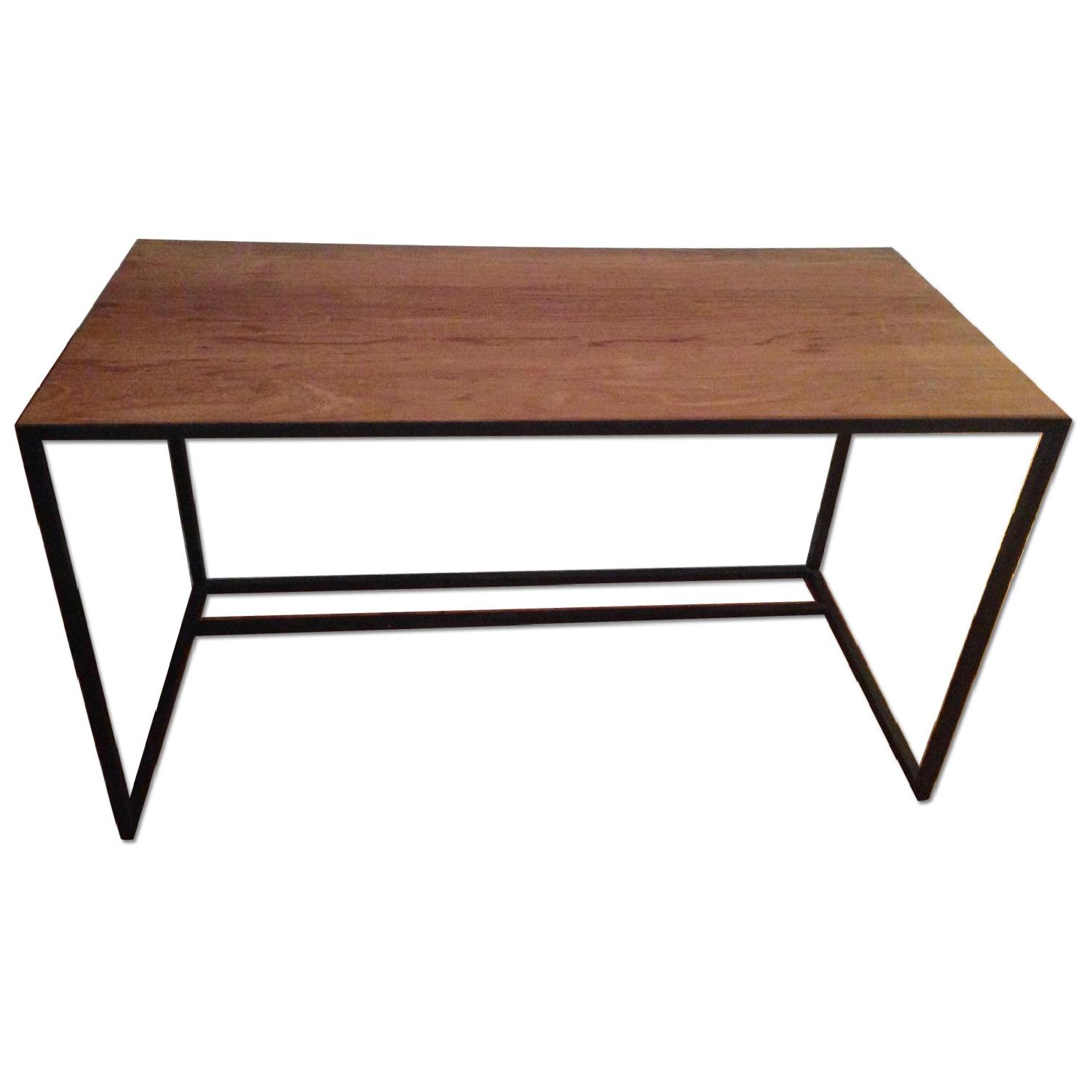 Crate & Barrel Fulton Rustic/Modern Desk in Teak and Oxidized Metal