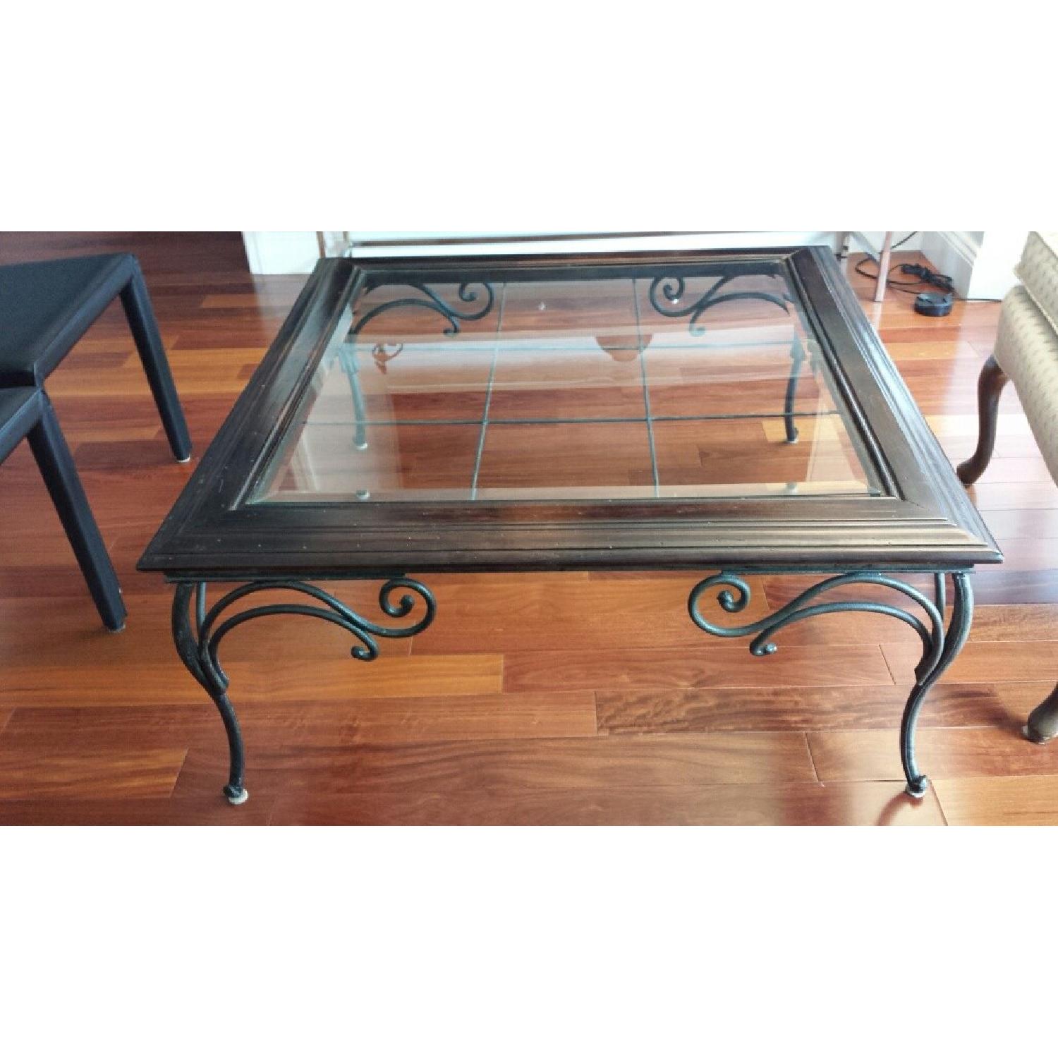 Square Wood and Glass Coffee Table - image-1