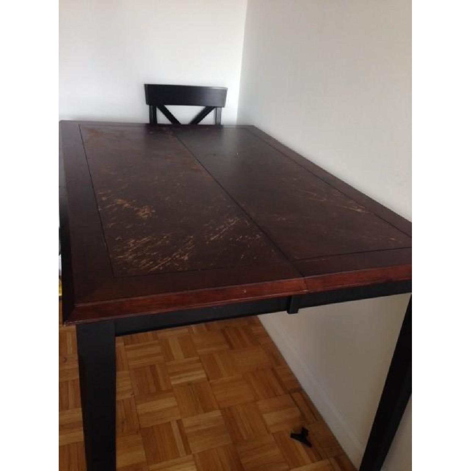 High Top Wood Table w/ 4 Chairs - image-2