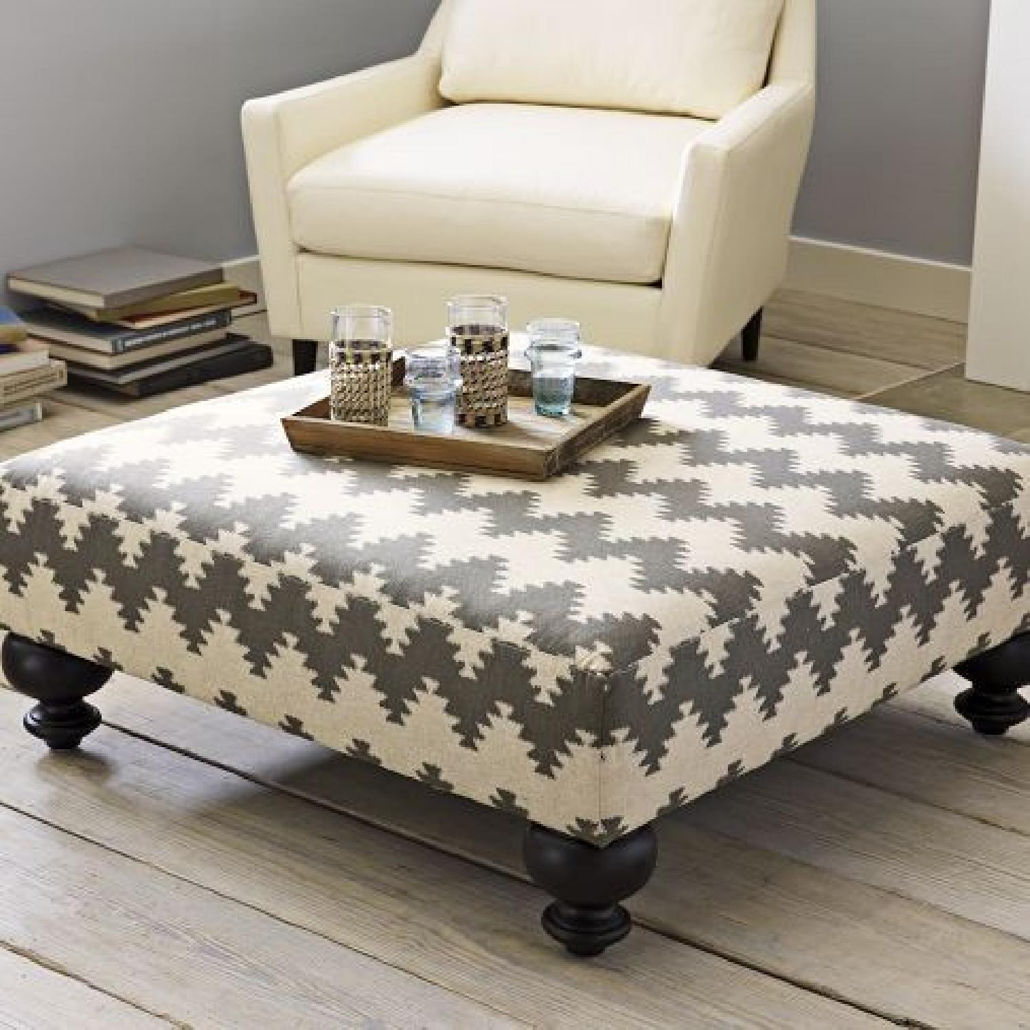 West Elm Grey and White Chevron Ottoman - image-1