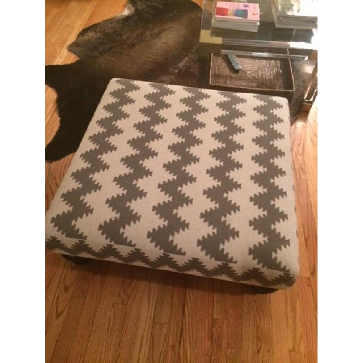West Elm Grey and White Chevron Ottoman - image-2