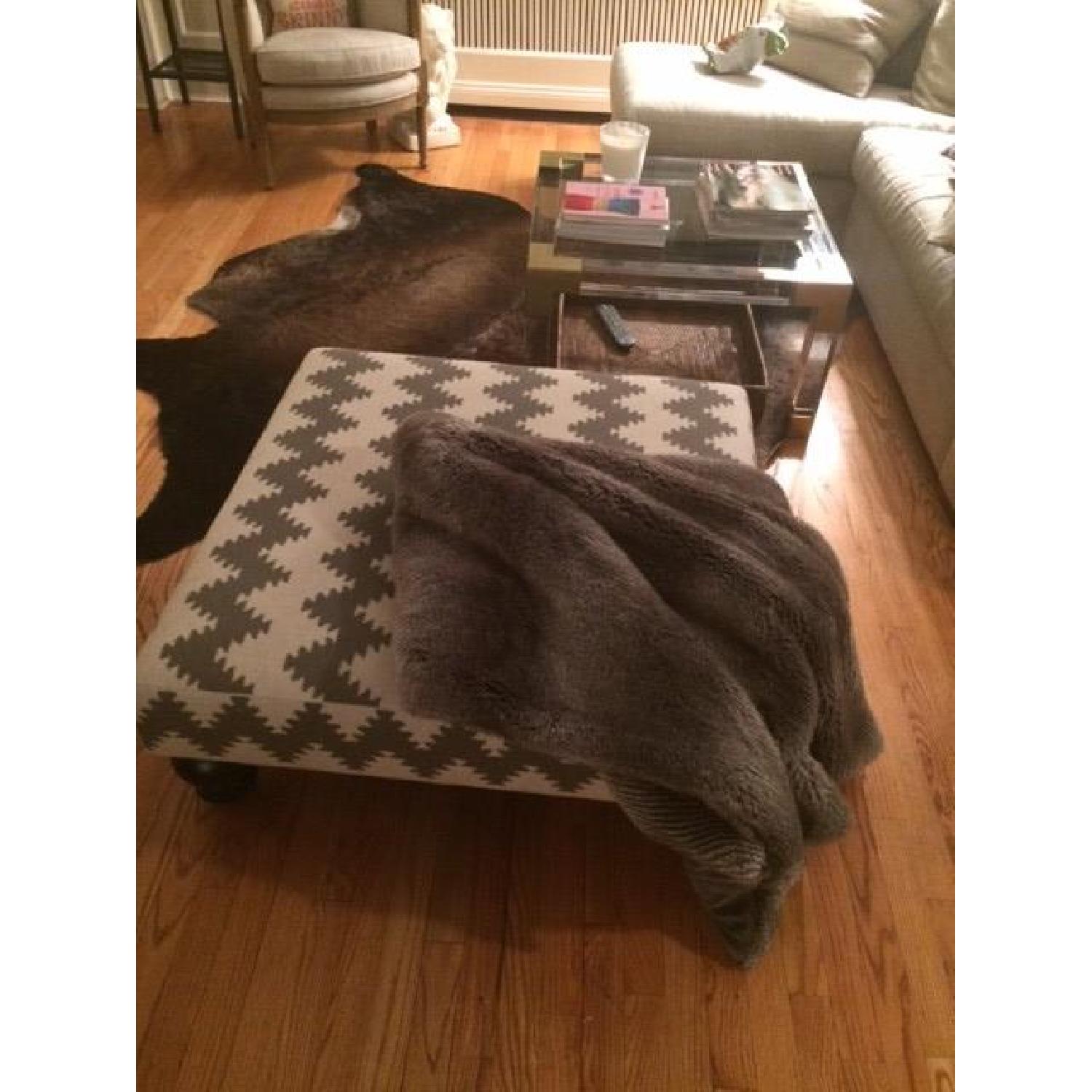 West Elm Grey and White Chevron Ottoman - image-3
