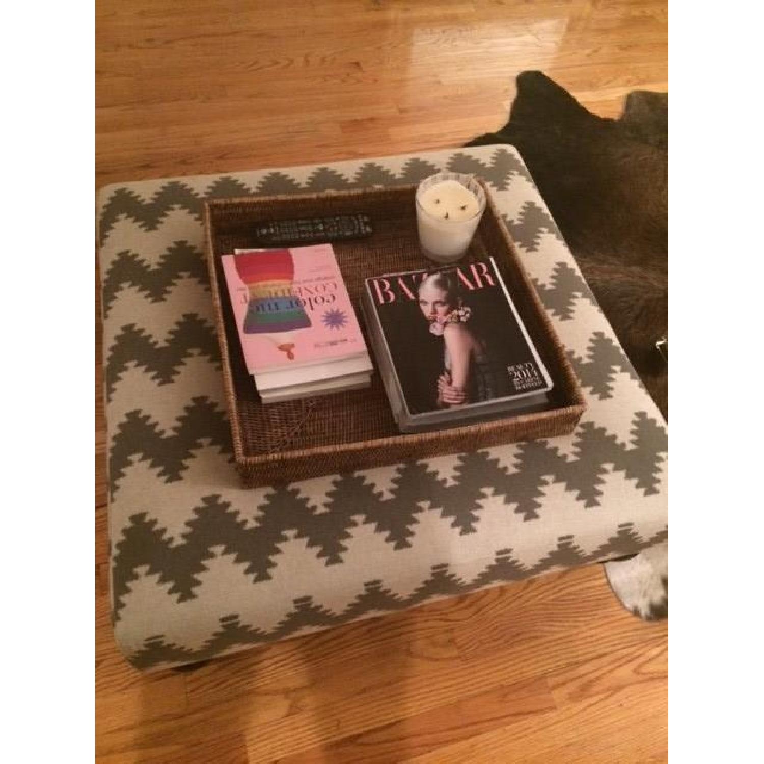 West Elm Grey and White Chevron Ottoman - image-4