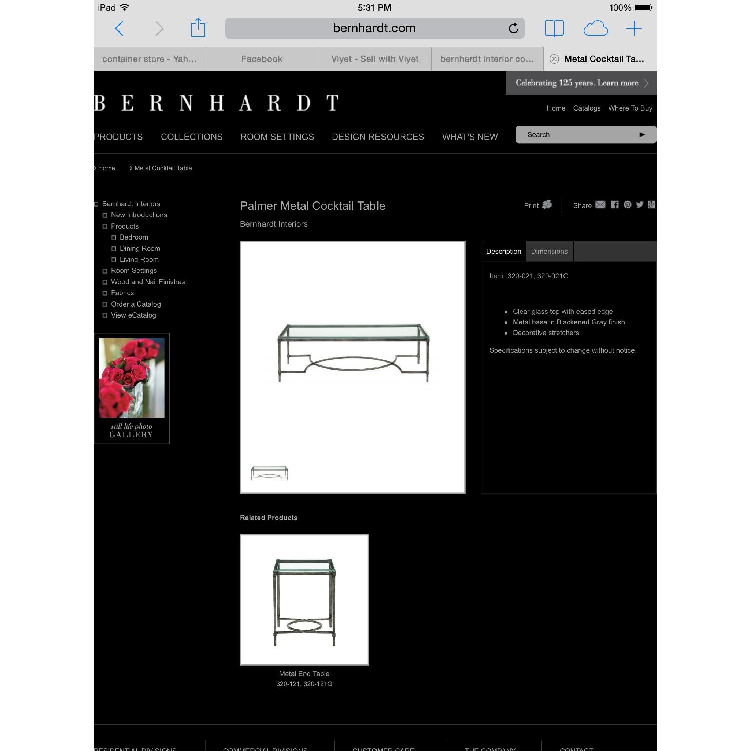 Bernhardt Interiors Palmer Metal Coffee Table - image-2