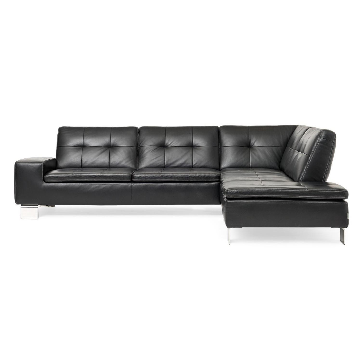 Mobilia Denmark Black Leather Sectional - image-0