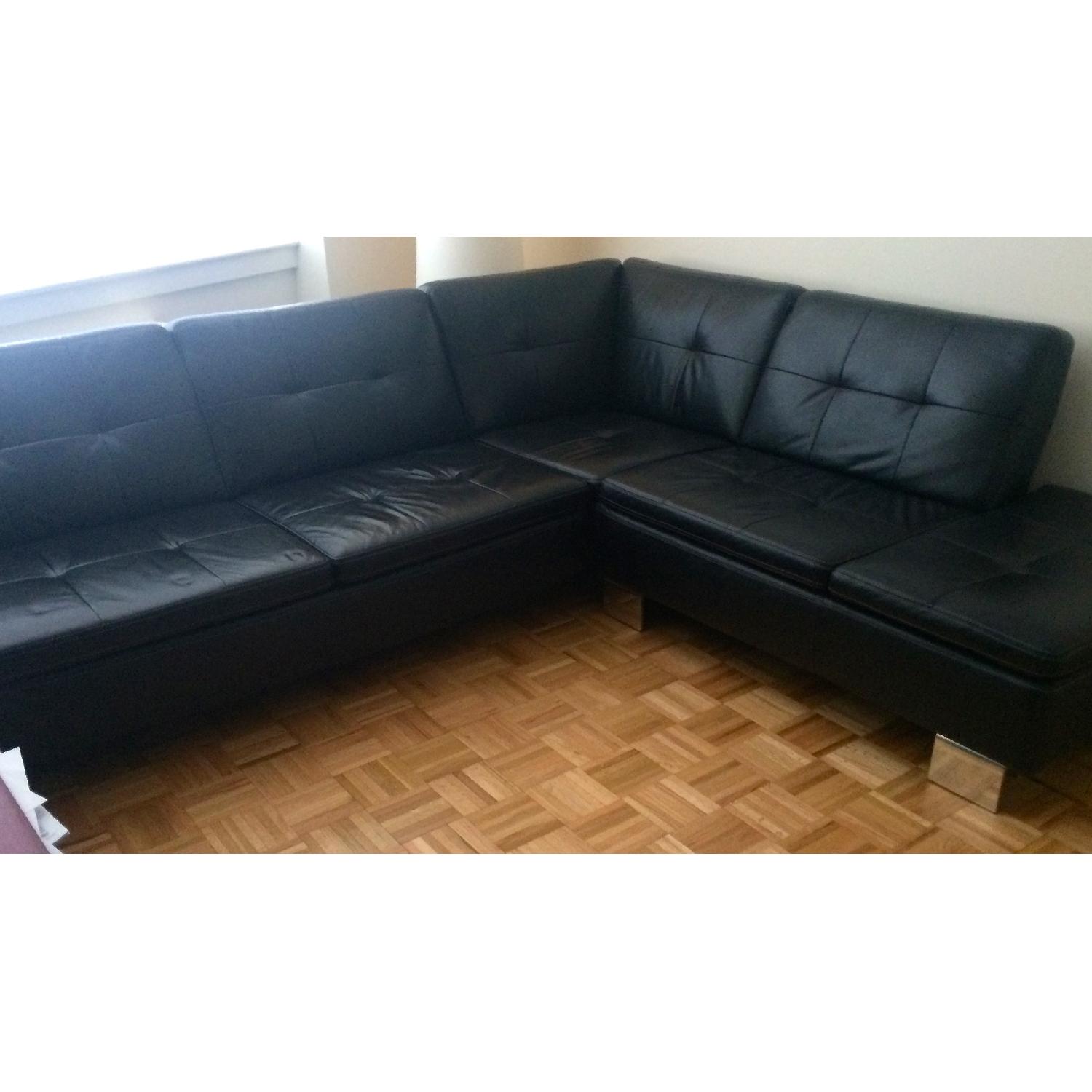 Mobilia Denmark Black Leather Sectional - image-4