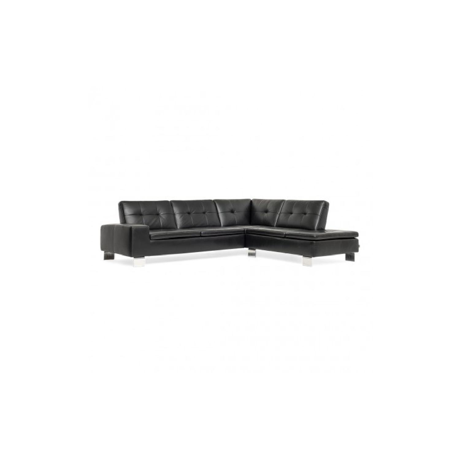 Mobilia Denmark Black Leather Sectional - image-5