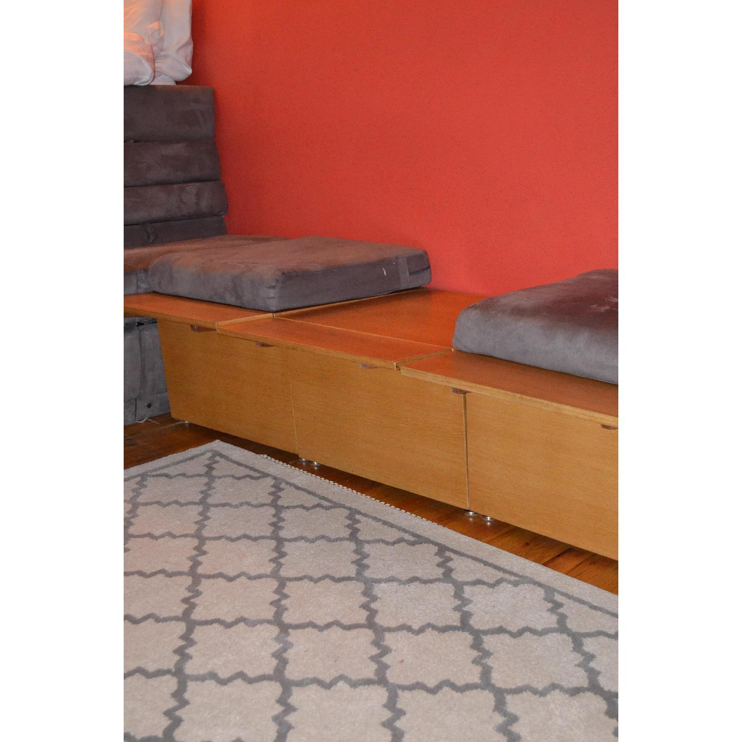 Custom Bench with Upholstered Cushions and Undermount Drink Trays - Set of 3 - image-1