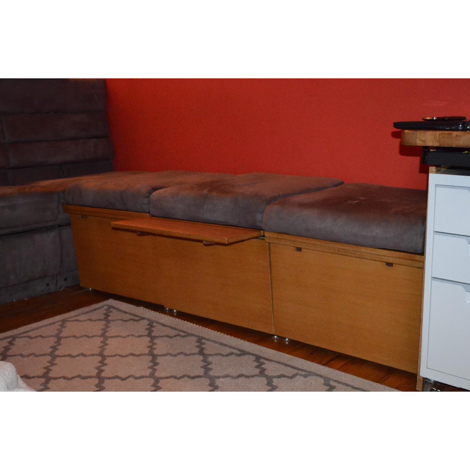 Custom Bench with Upholstered Cushions and Undermount Drink Trays - Set of 3 - image-2