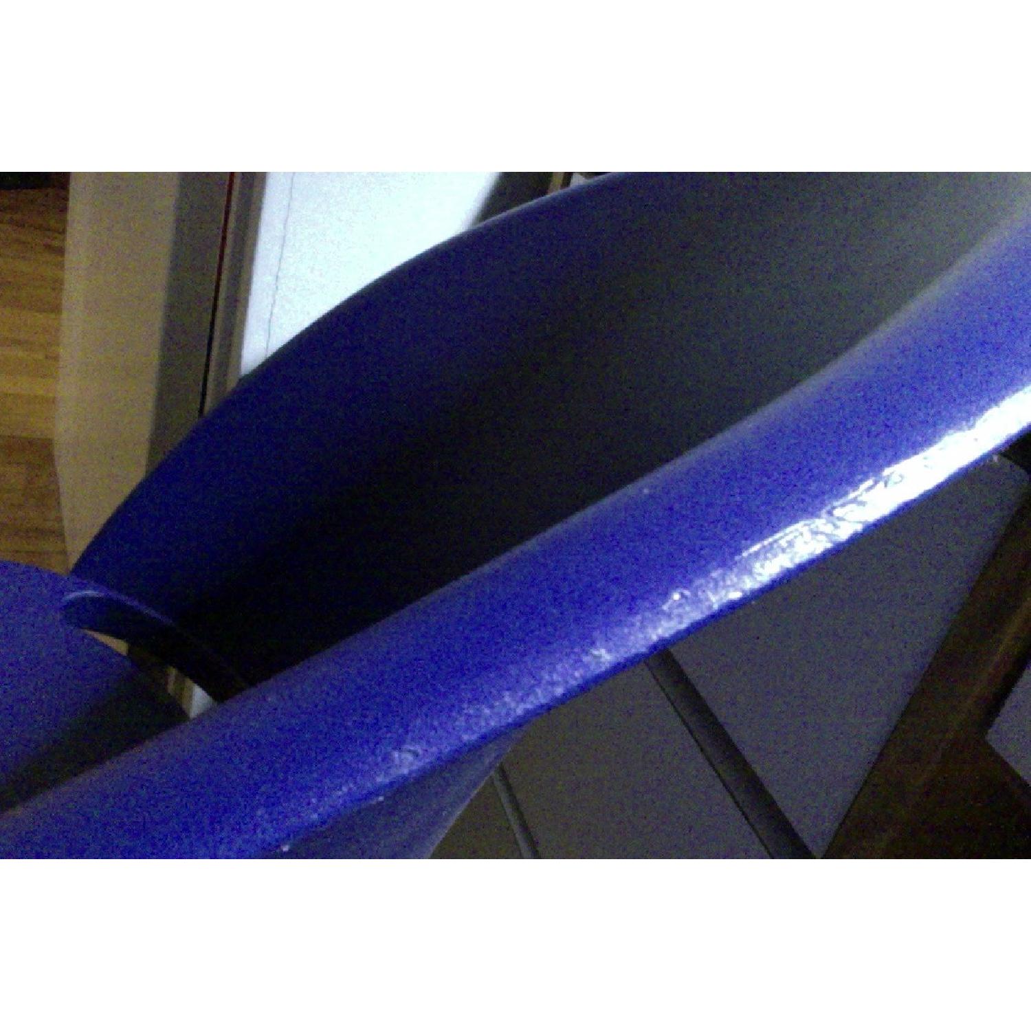 Blue Plastic Swivel Rolling Office Armless Height Adjustable Chair - image-6