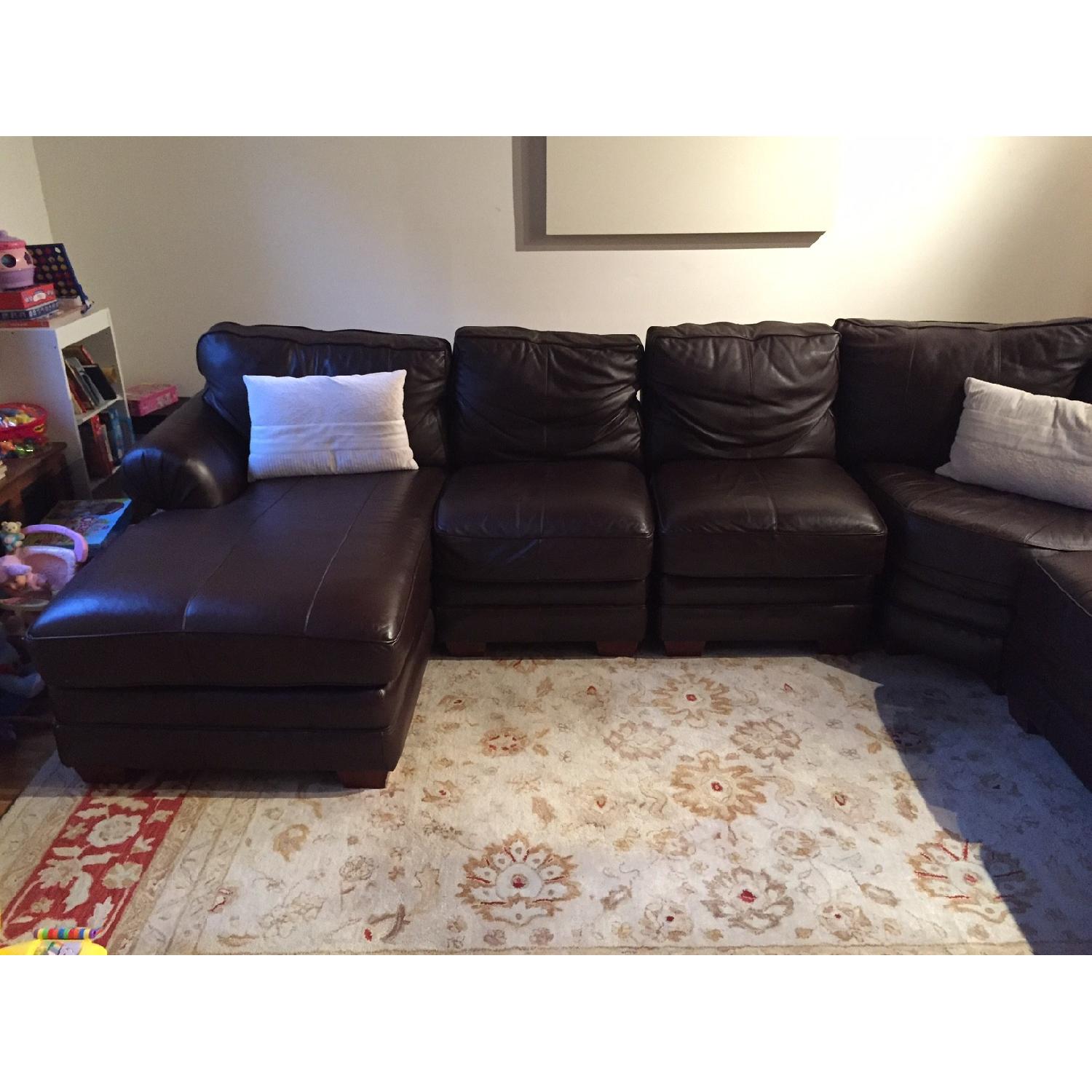 Bassett Furniture Brown Leather Sectional Sofa - image-3
