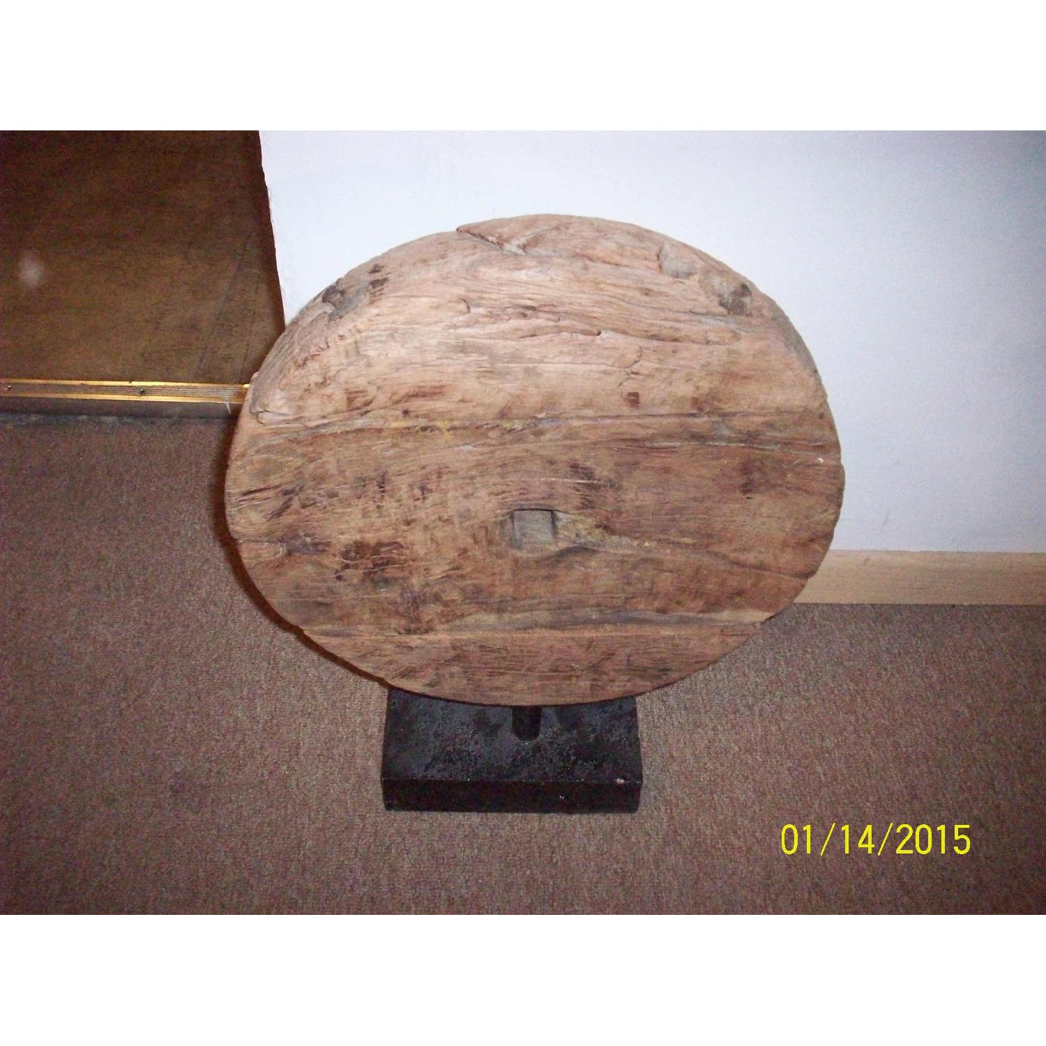 Antique Asian Wagon Wooden Wheel - image-1