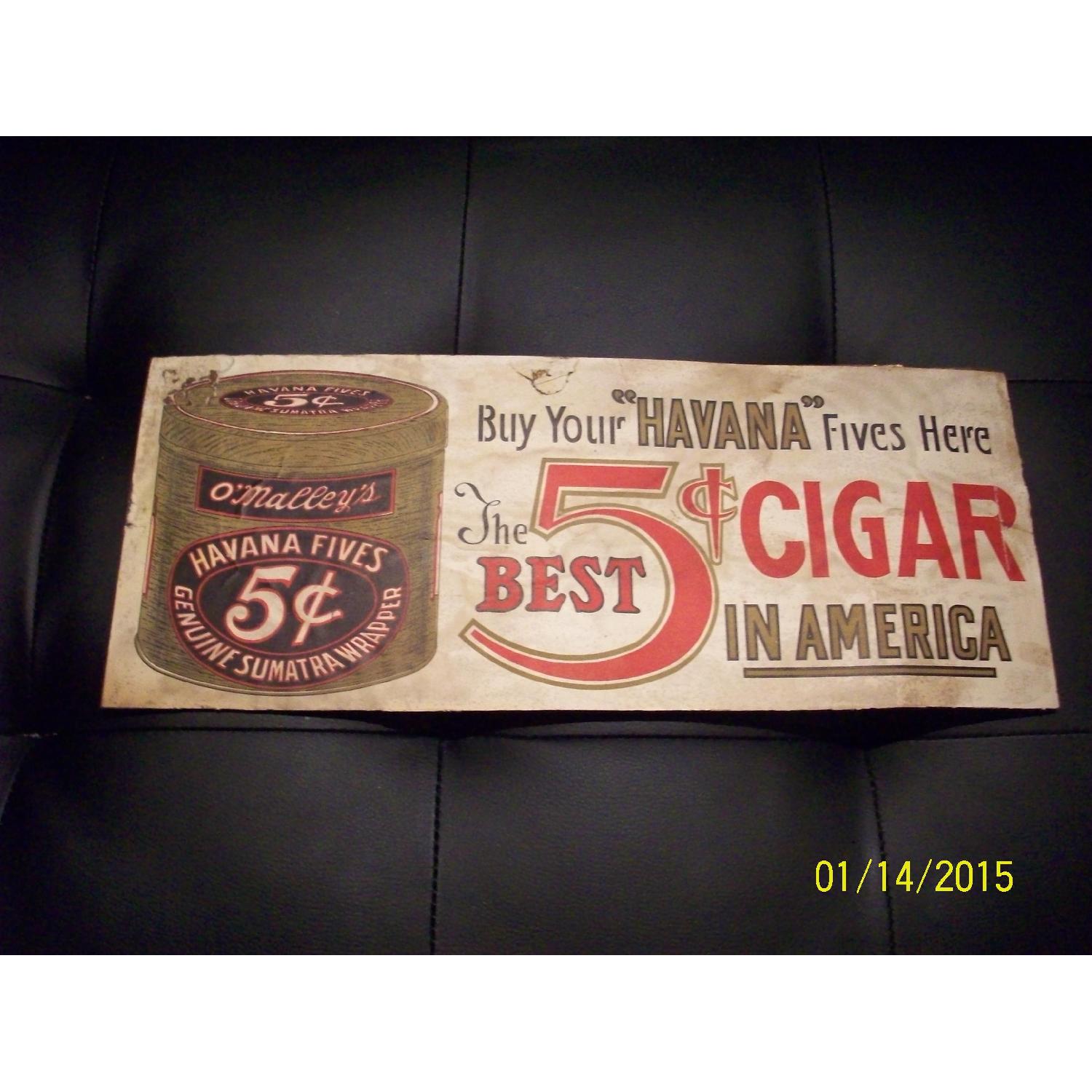Havana Fives Cigar Metal Advertising Sign - image-1
