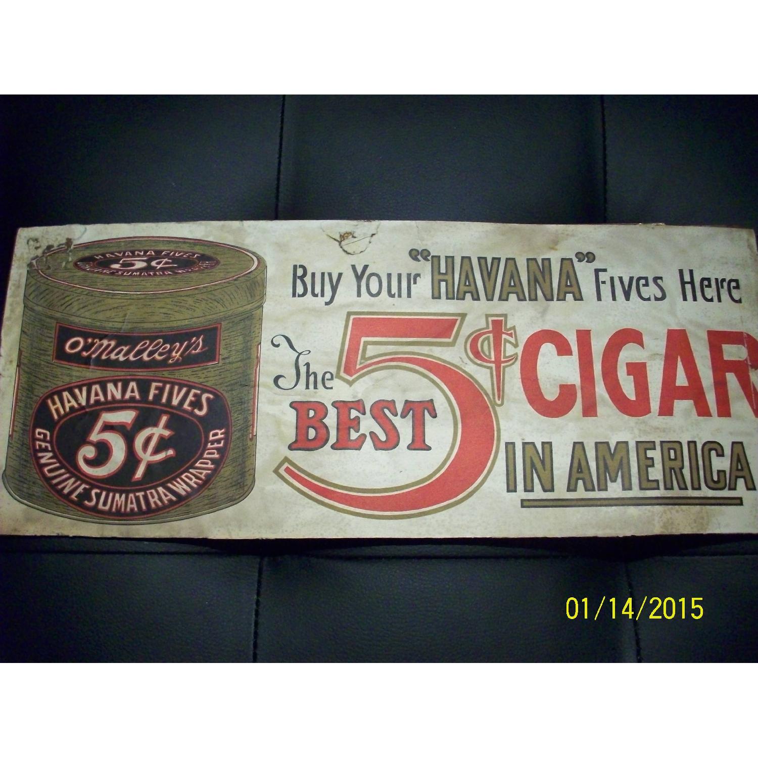 Havana Fives Cigar Metal Advertising Sign - image-2