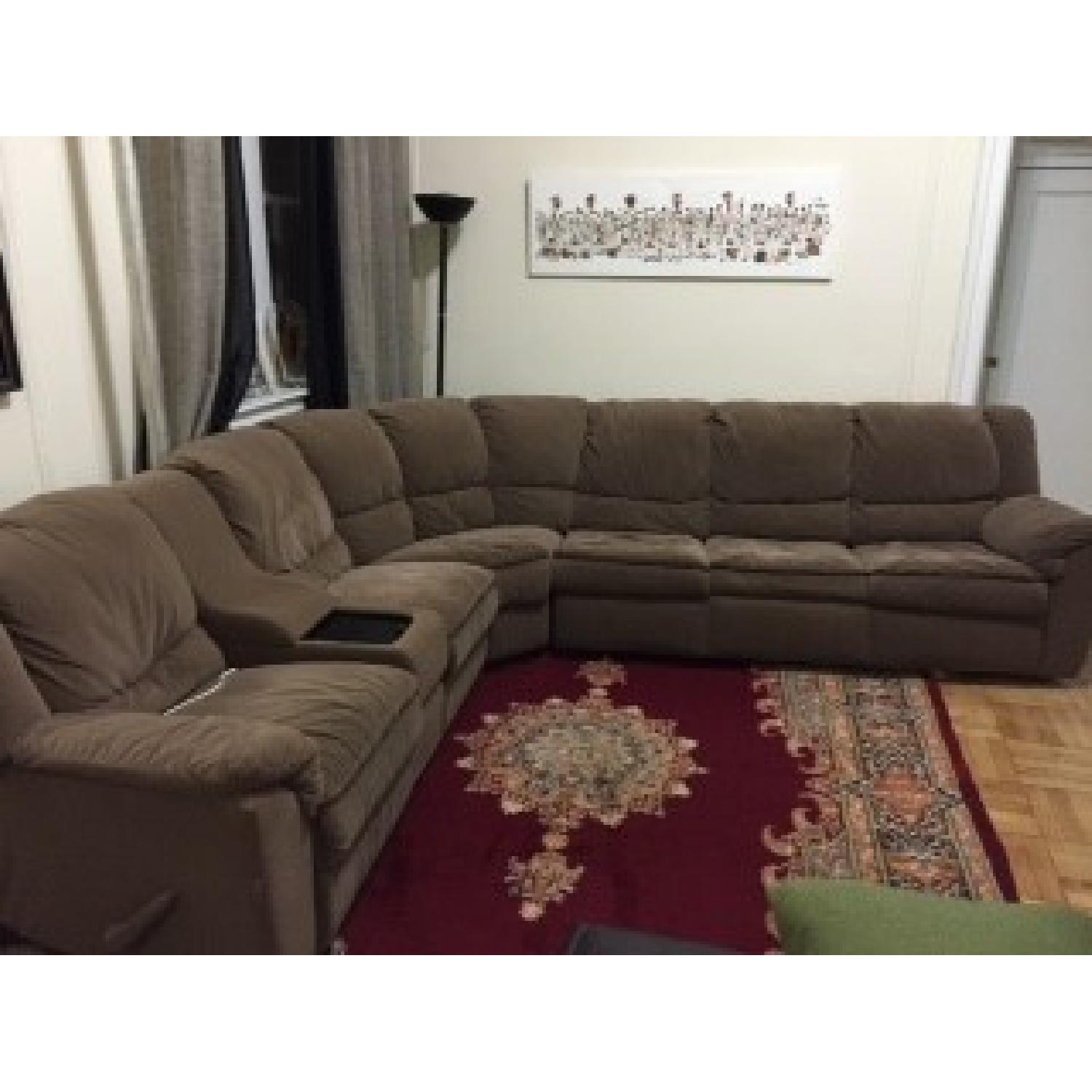 Elran Queen Sleeper Sectional Couch with 2 Reclining Seats - image-1