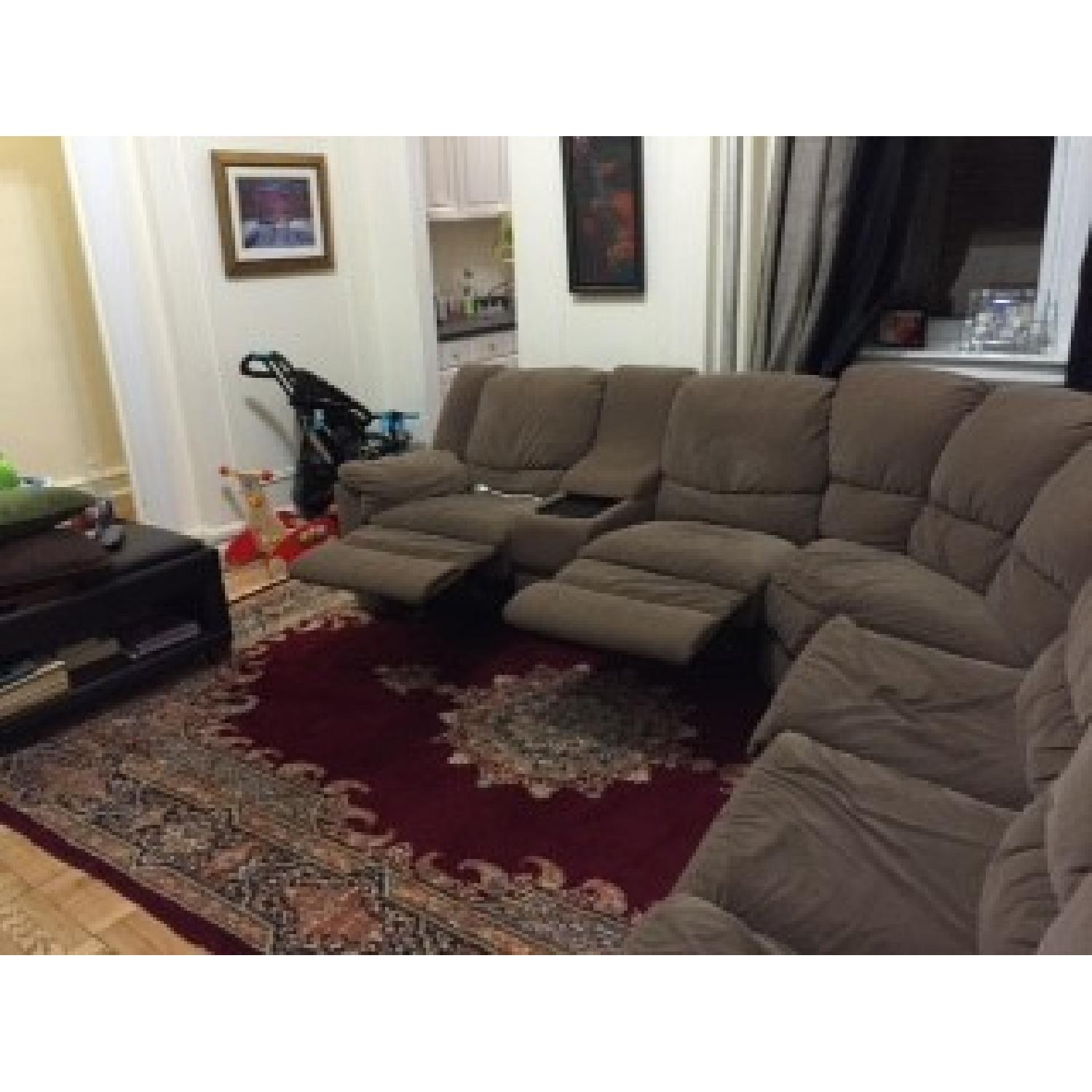 Elran Queen Sleeper Sectional Couch with 2 Reclining Seats - image-2