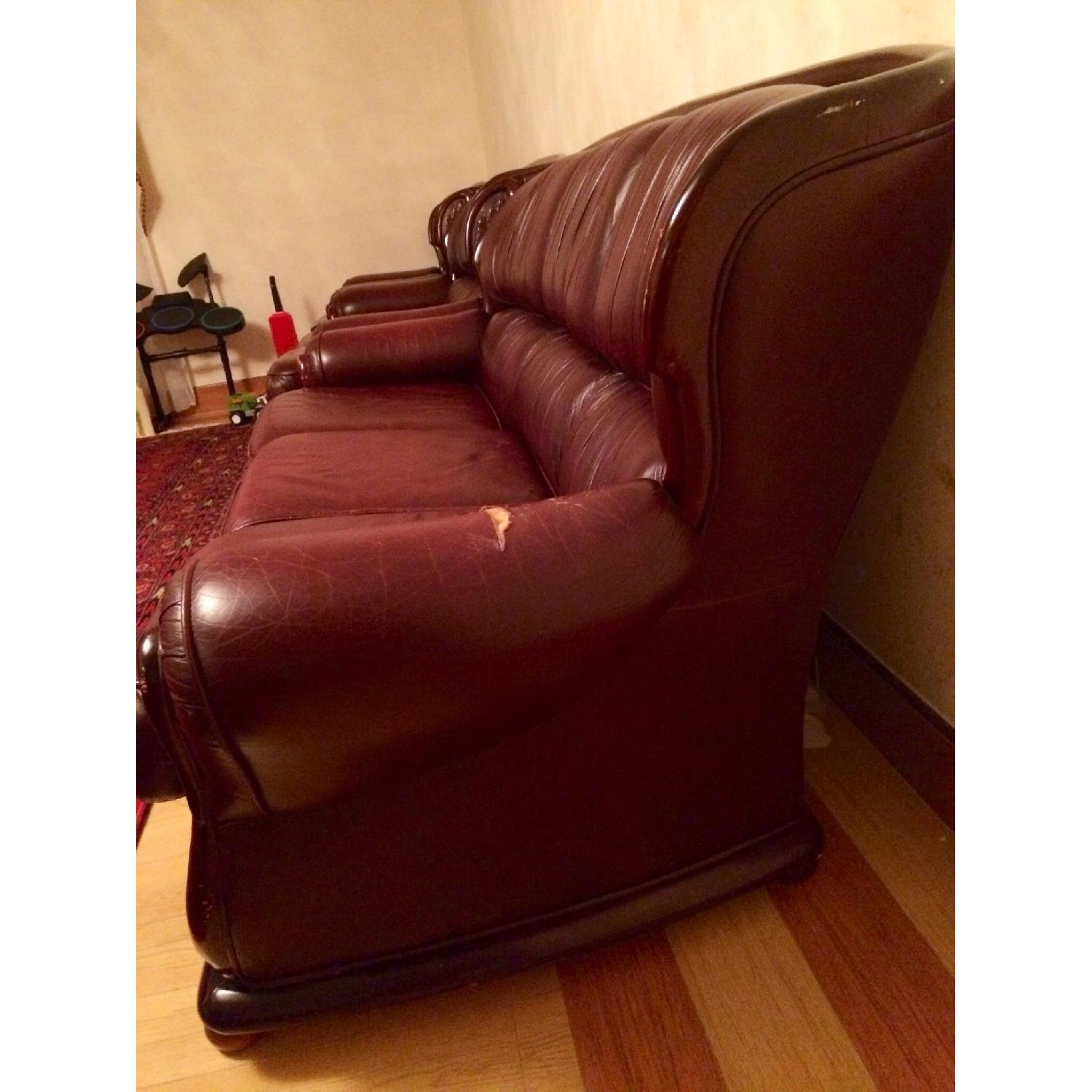 Mahogany Leather Sleeper Sofa - image-2