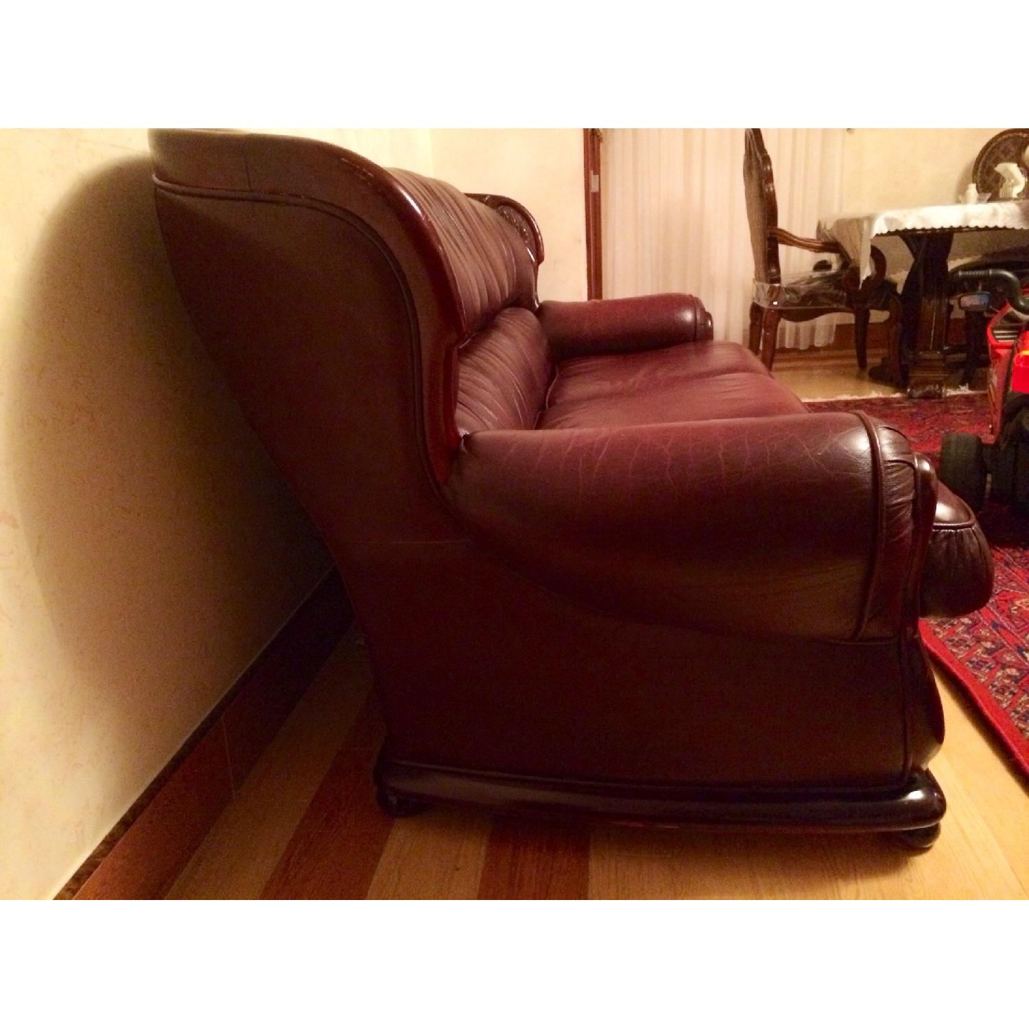 Mahogany Leather Sleeper Sofa - image-3