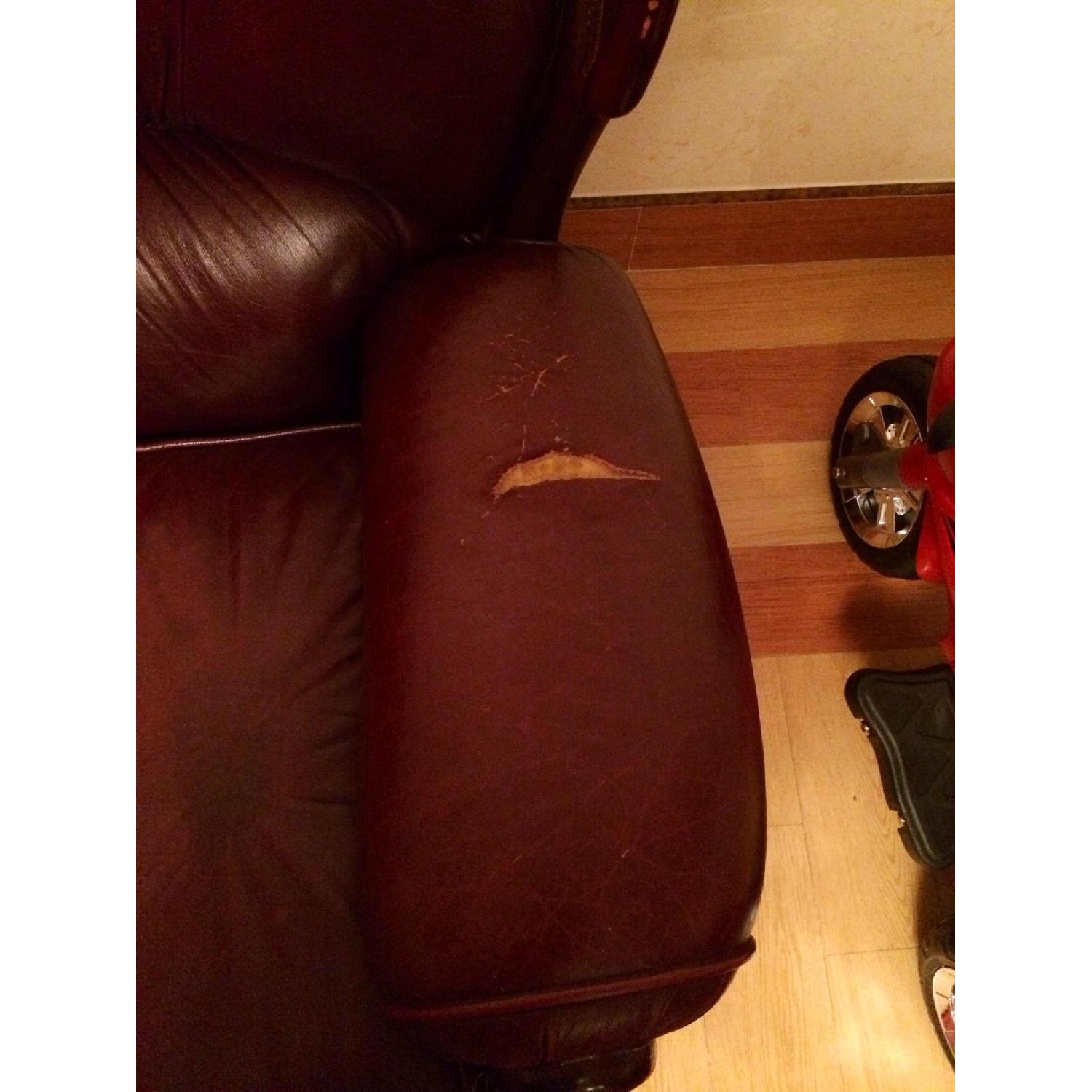 Mahogany Leather Sleeper Sofa - image-4