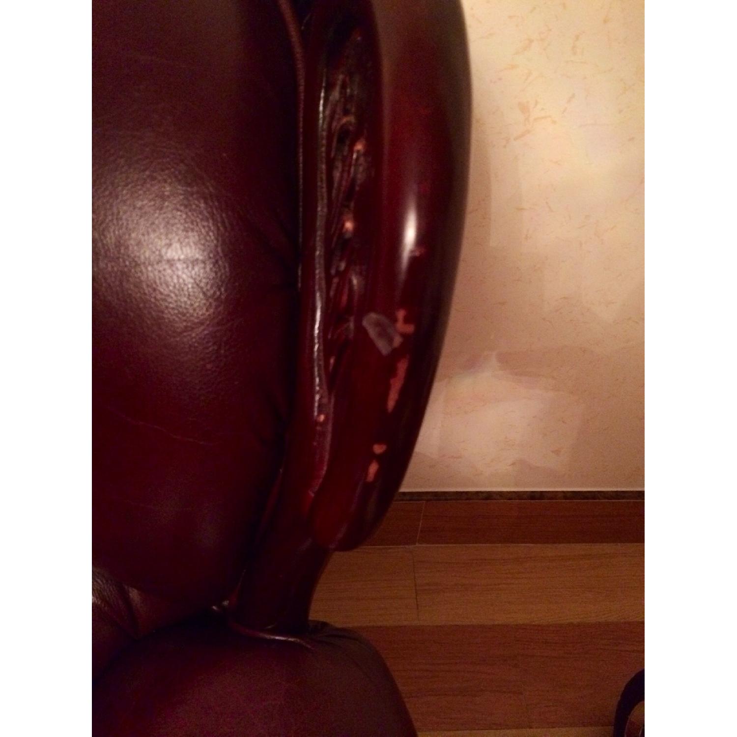 Mahogany Leather Sleeper Sofa - image-5