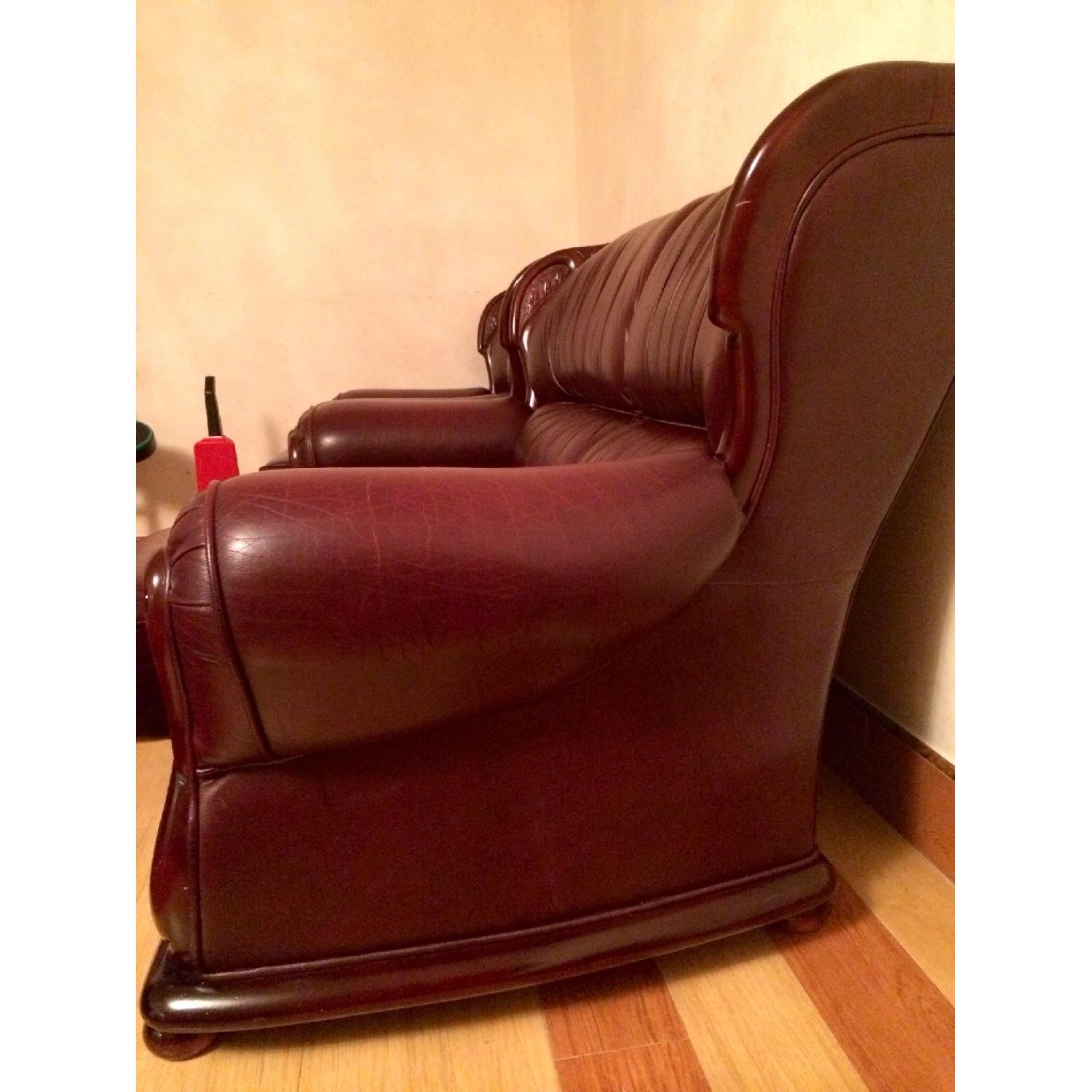 Mahogany Leather Love Seat - image-2