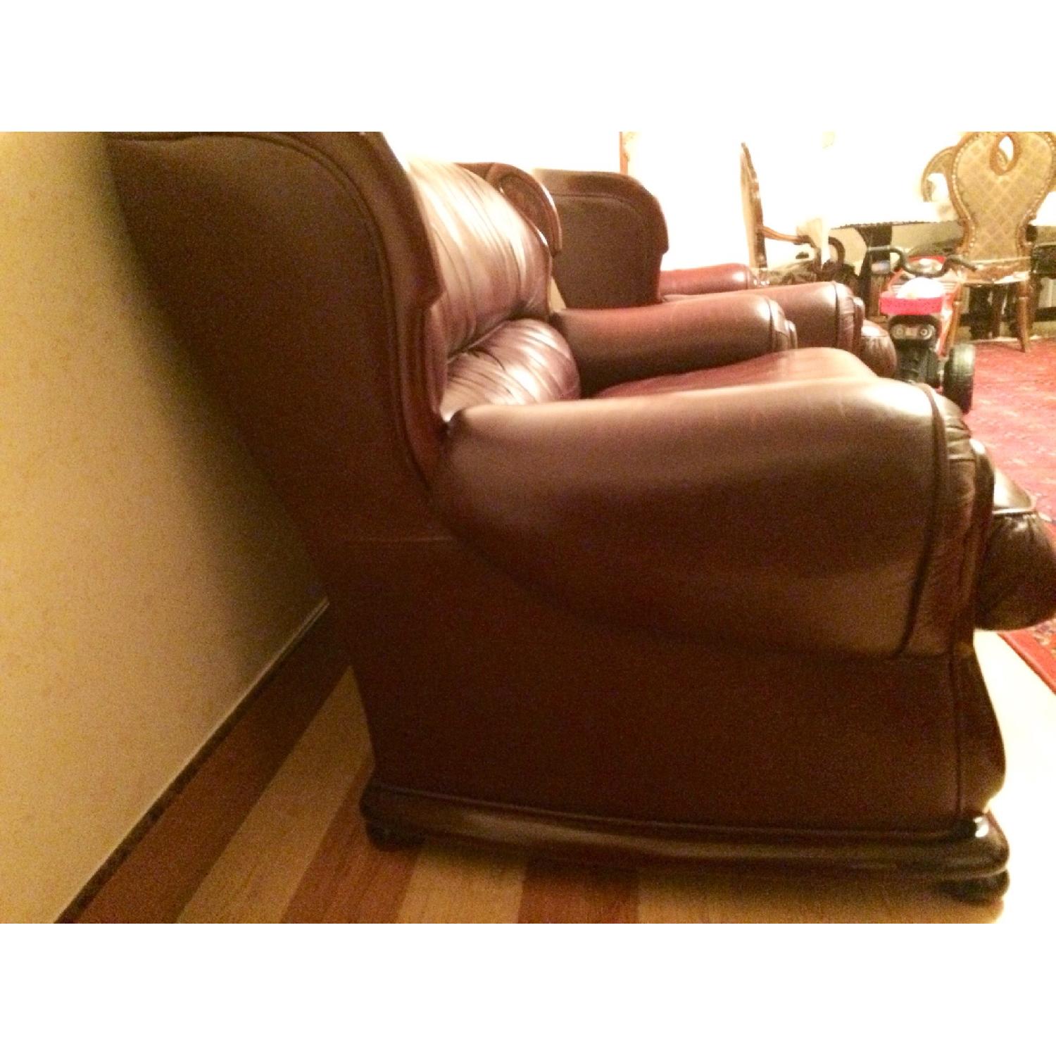 Mahogany Leather Love Seat - image-4