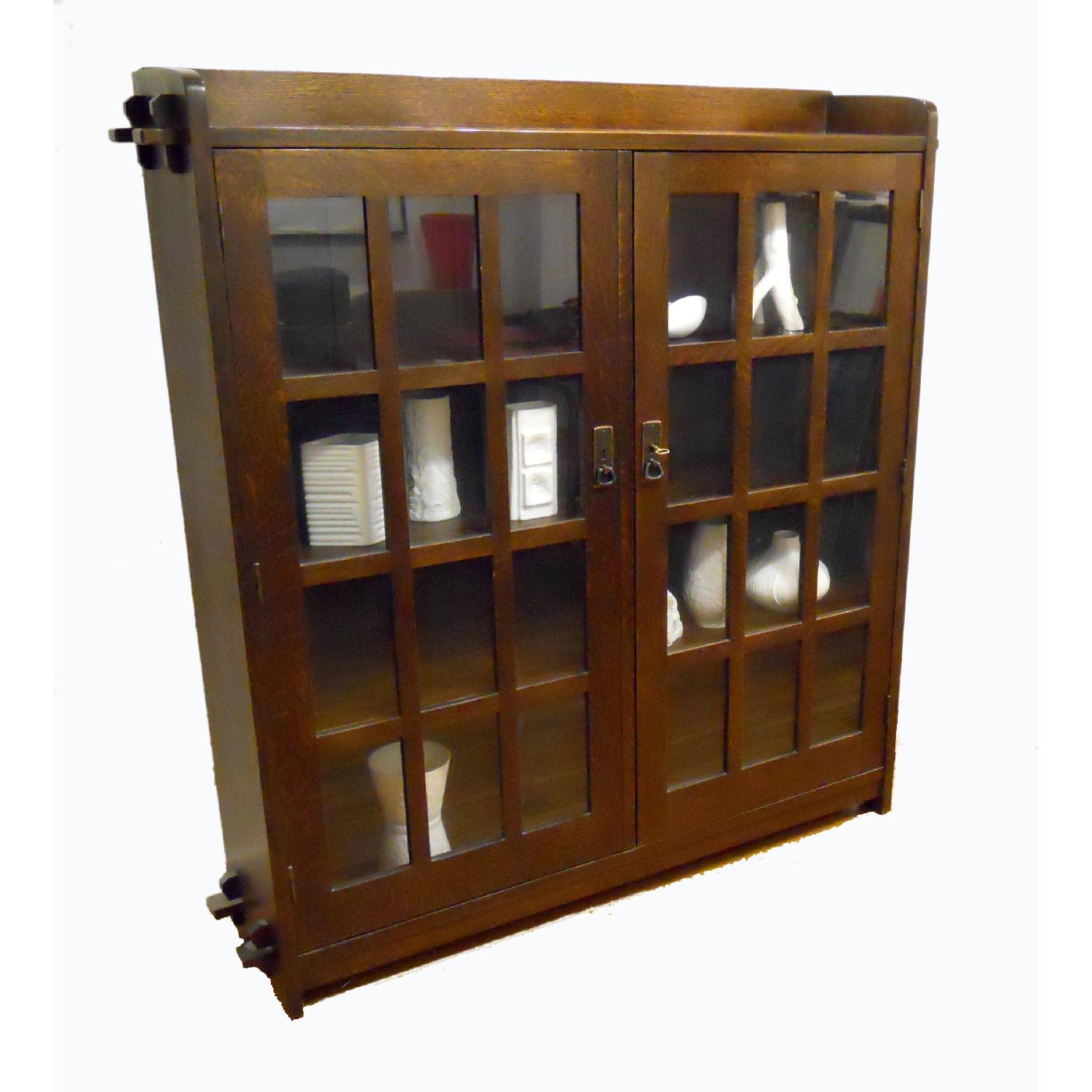 Stickley Double Door Oak Bookcase - image-0