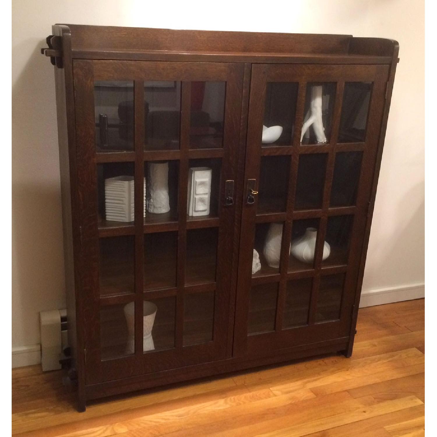 Stickley Double Door Oak Bookcase - image-1