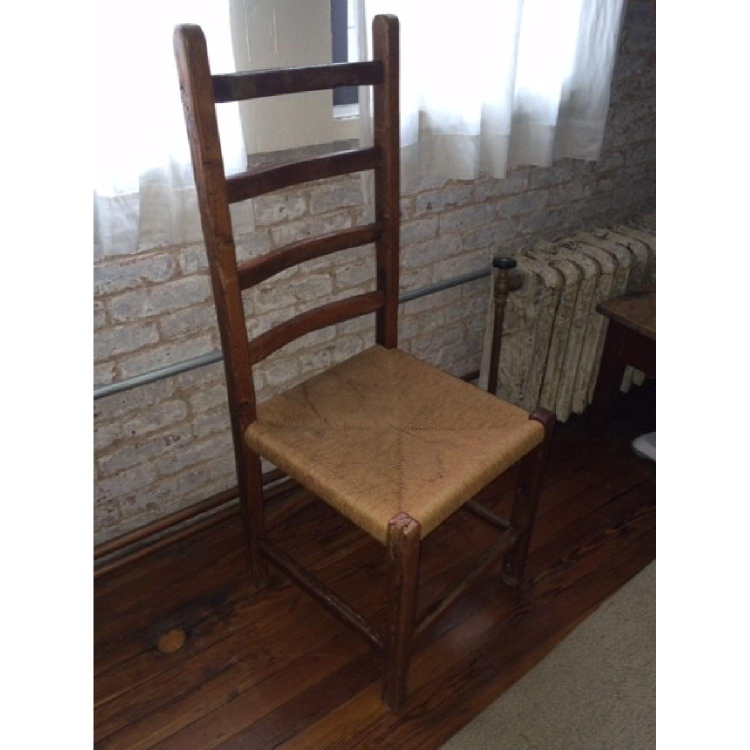 Primitive Antique Dining Chair w/ Twine Seat - image-1