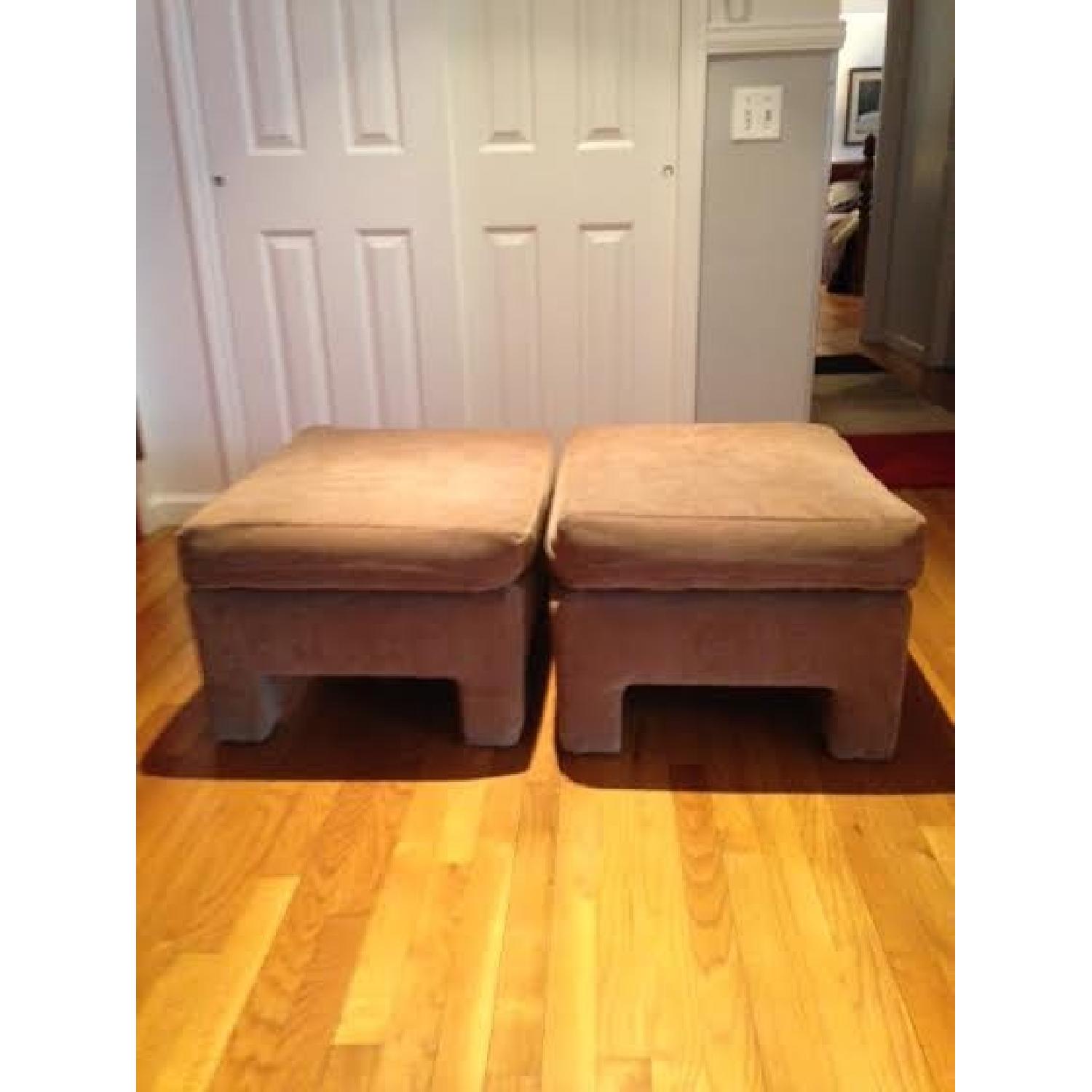 Circa 80's Sofa Chair w/ 2 Ottomans - image-1