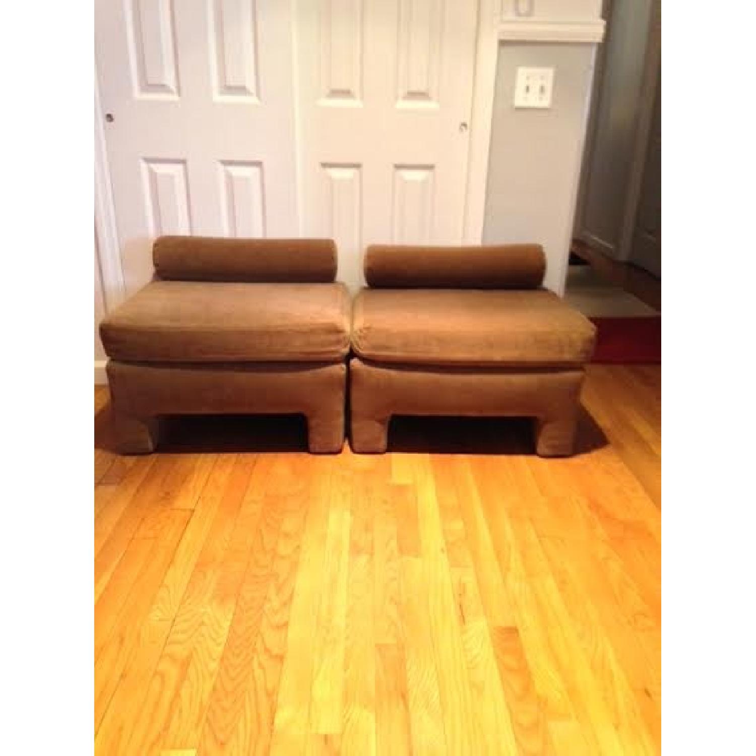 Circa 80's Sofa Chair w/ 2 Ottomans - image-3