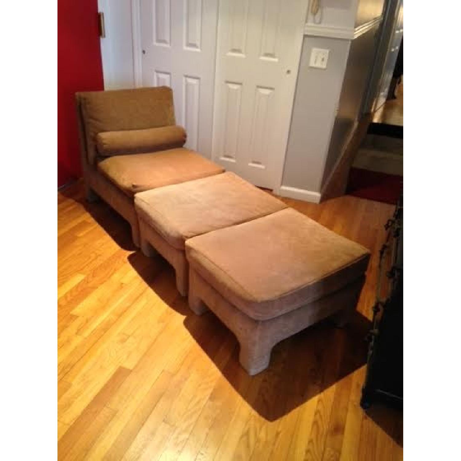 Circa 80's Sofa Chair w/ 2 Ottomans - image-5