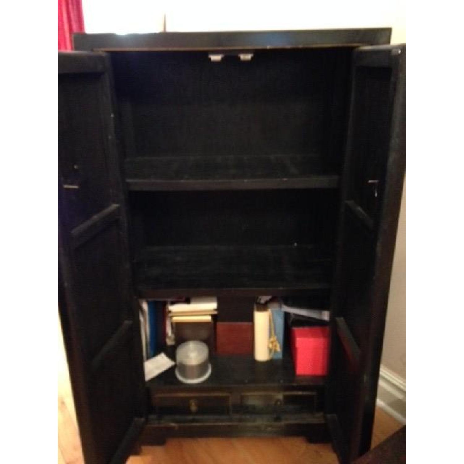 Black Asian Antique Armoire With Crystal Accent Handles - image-3
