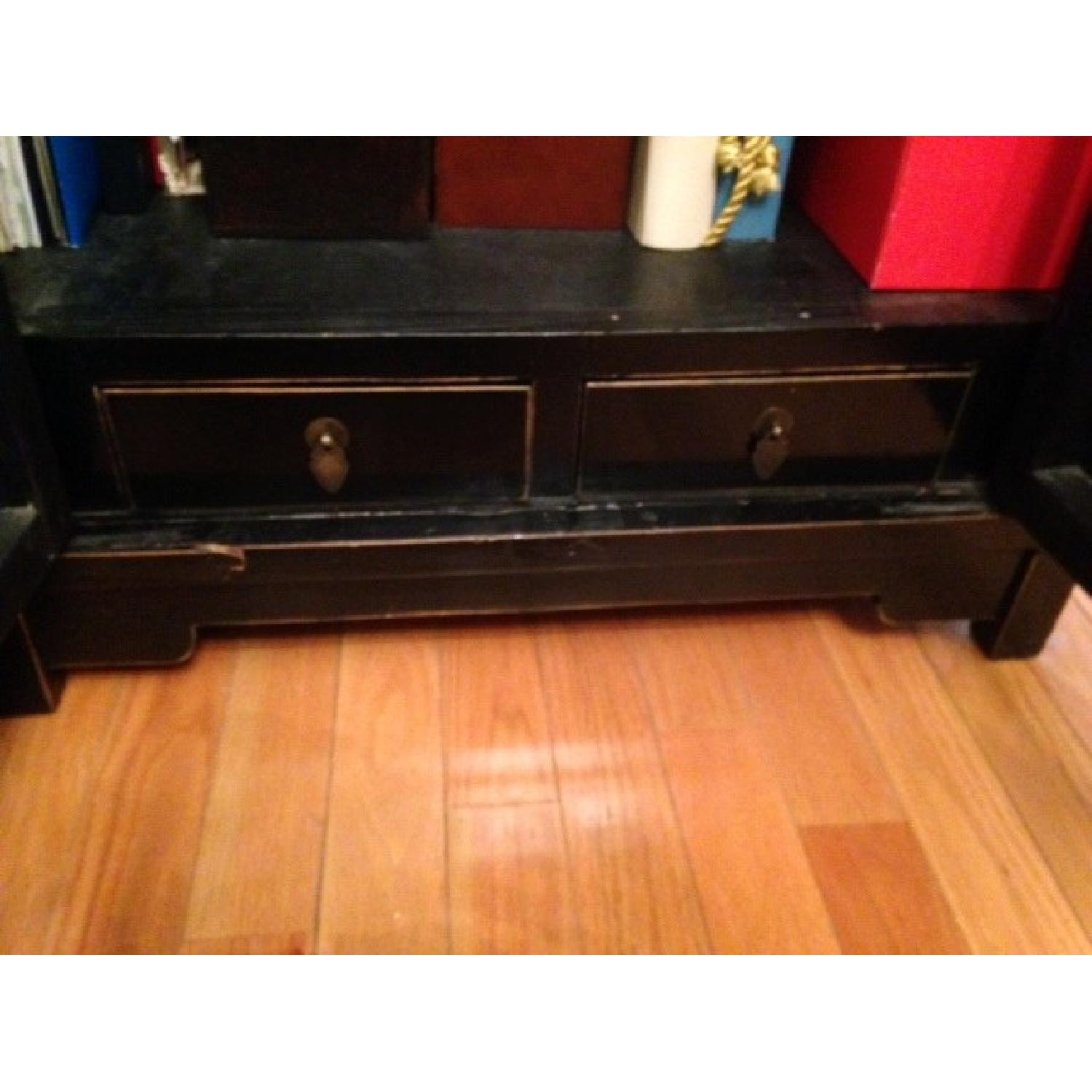 Black Asian Antique Armoire With Crystal Accent Handles - image-4