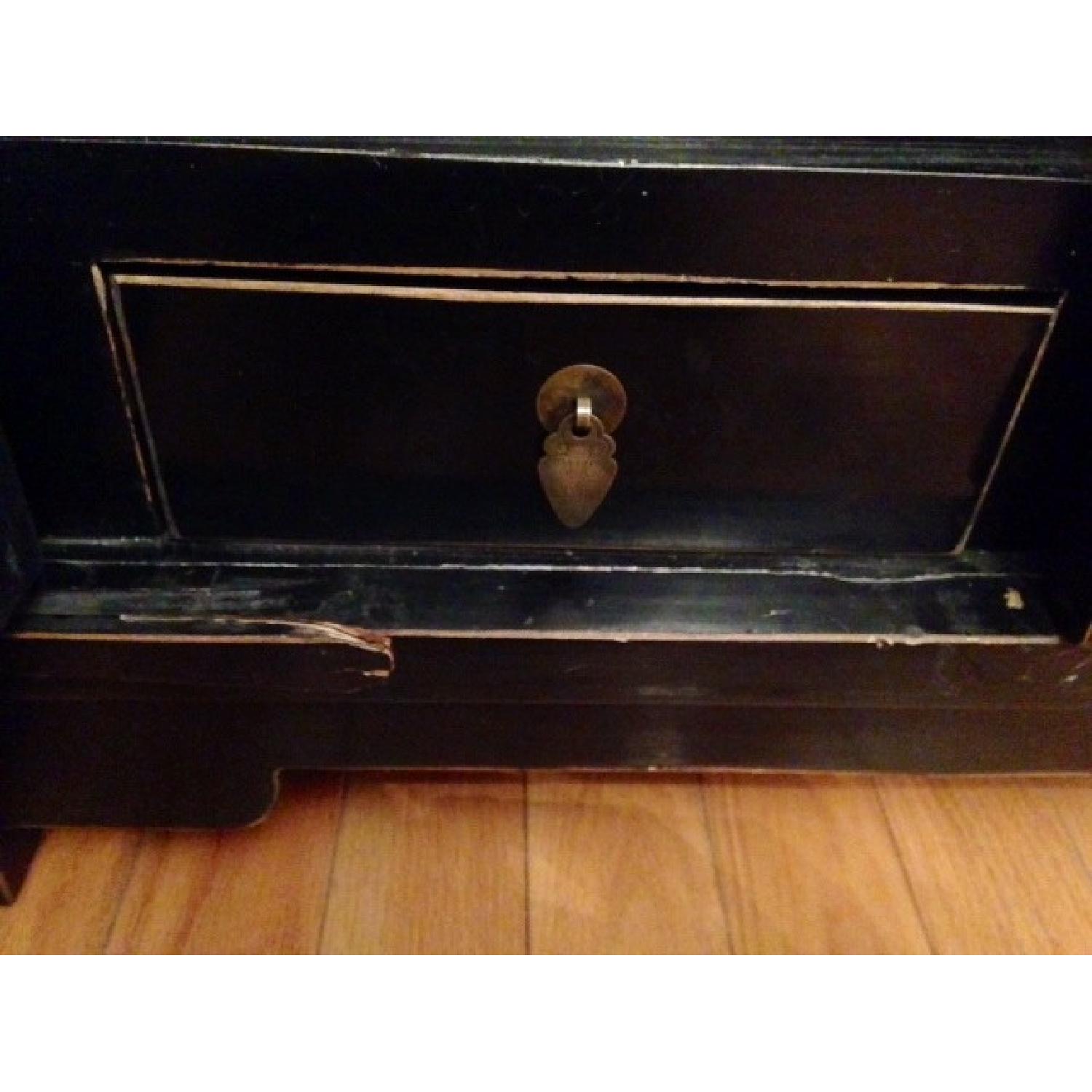 Black Asian Antique Armoire With Crystal Accent Handles - image-5