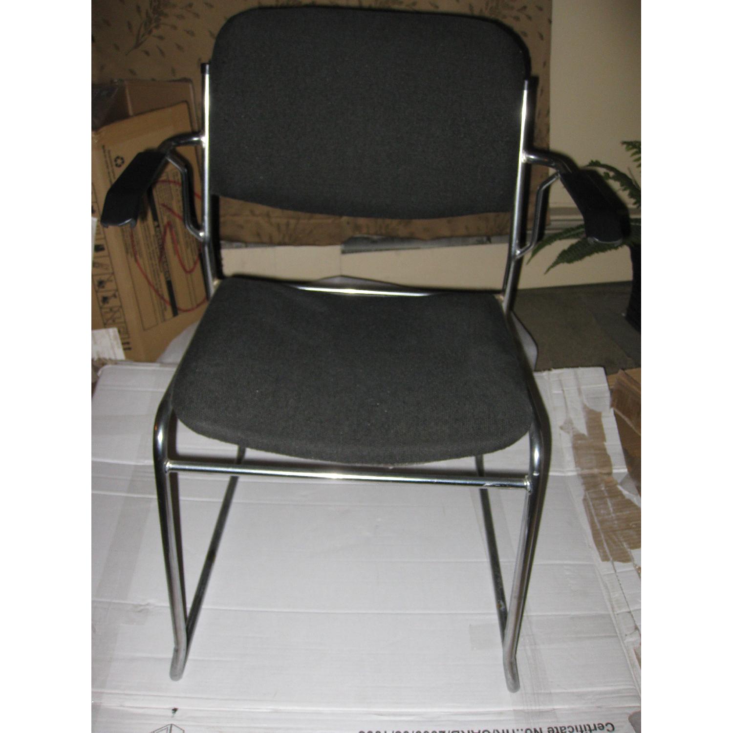 Metal/Fabric Accent or Office Chairs/Armchairs - Pair - image-1