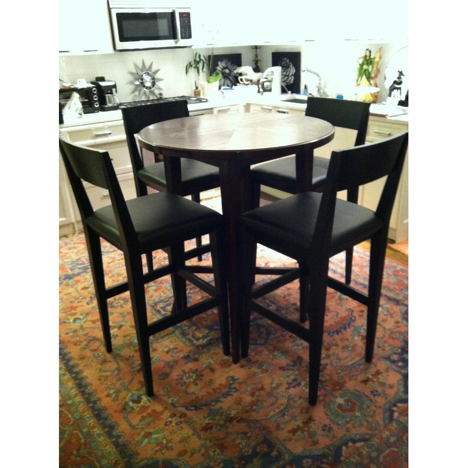 Crate & Barrel Tall Round Wooden Table w/ 4 Chairs - image-1