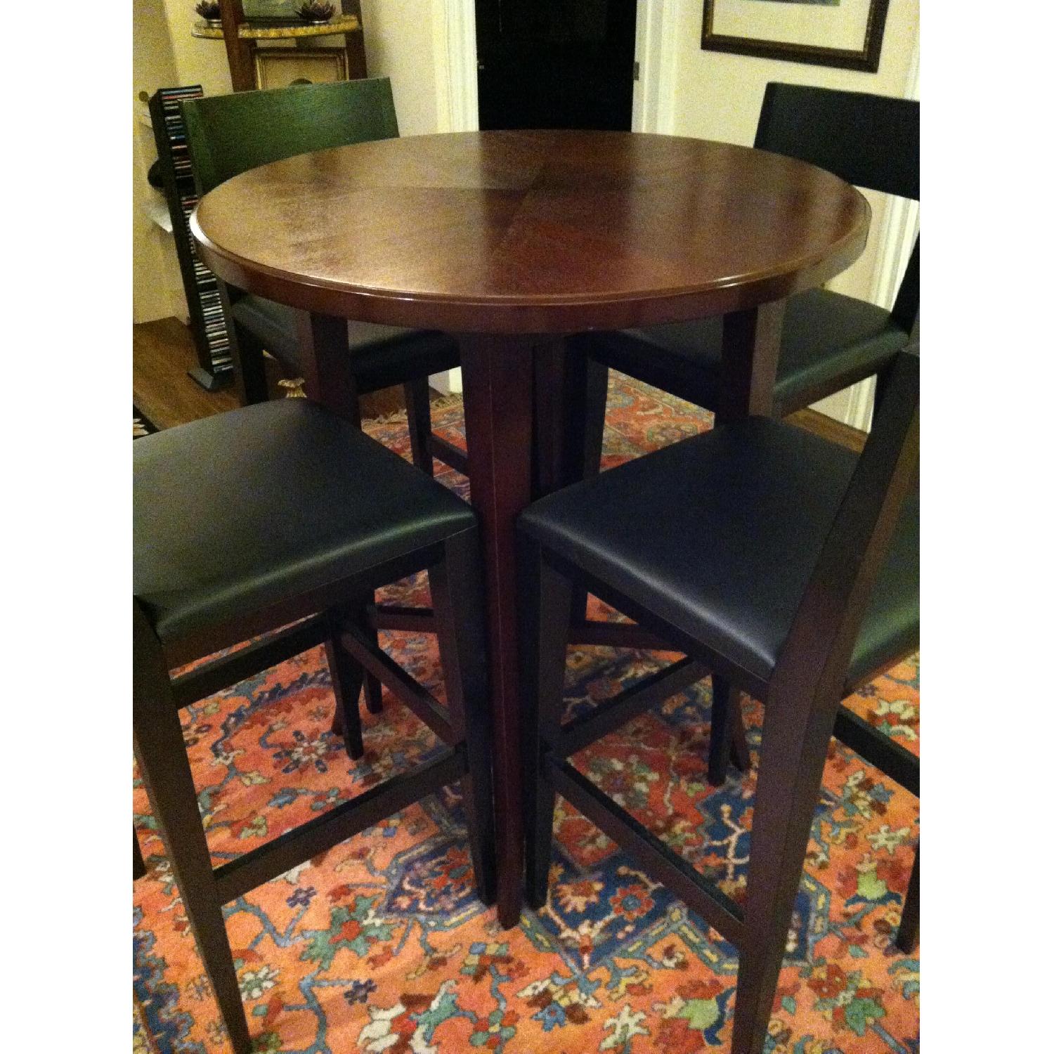 Crate & Barrel Tall Round Wooden Table w/ 4 Chairs - image-2