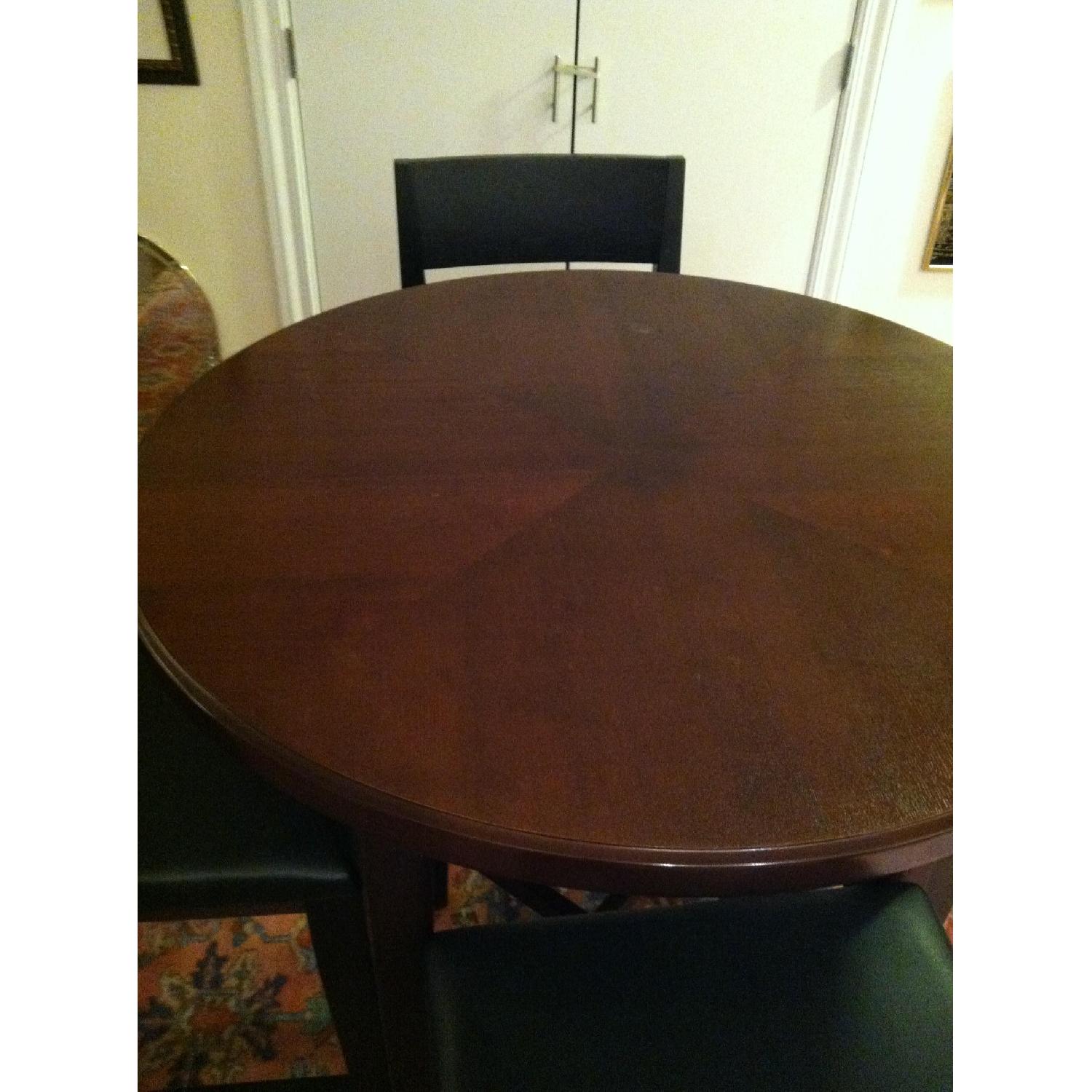 Crate & Barrel Tall Round Wooden Table w/ 4 Chairs - image-3