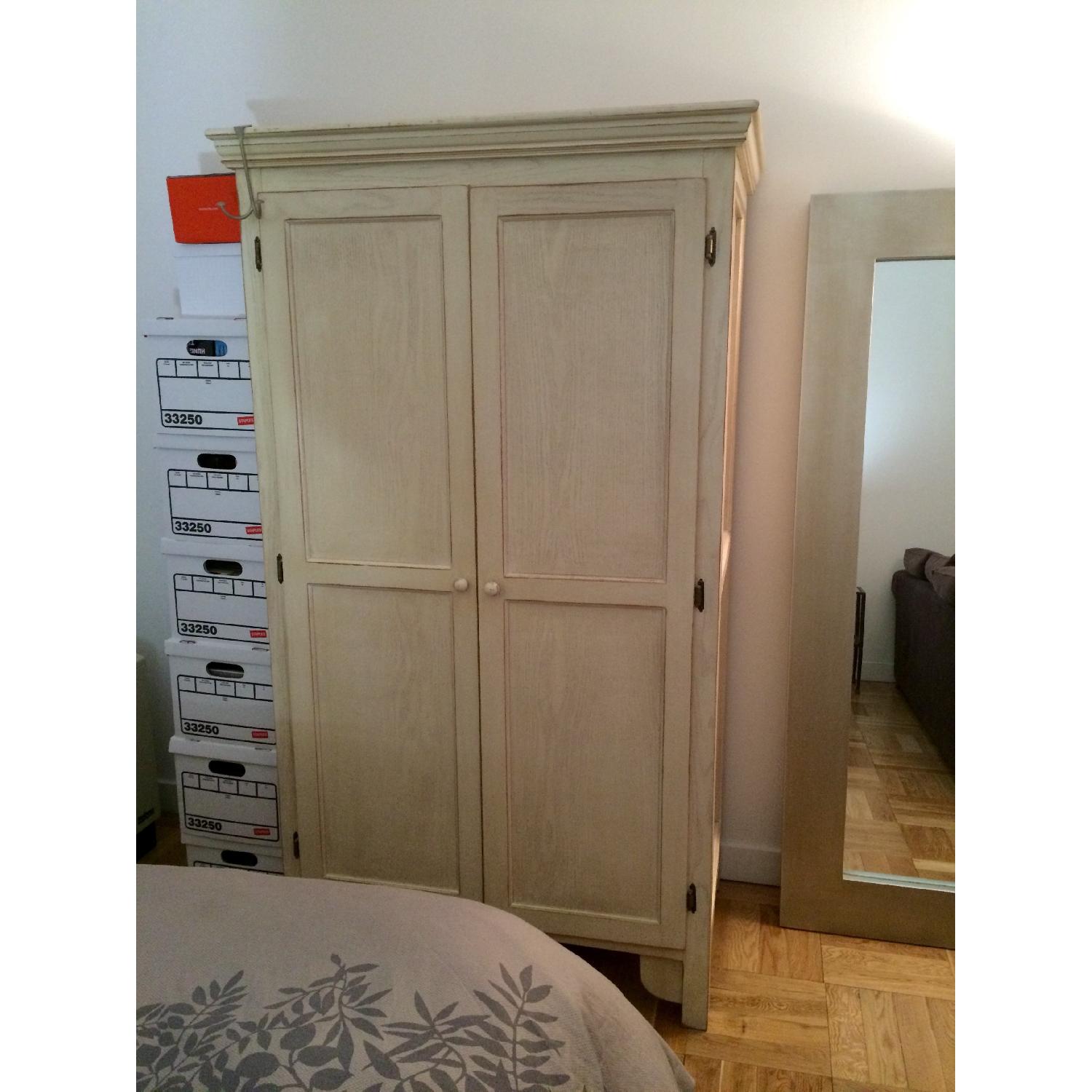 Gothic Cabinet Craft  Distressed White Raised Panel Wardrobe w/ Doors - image-1