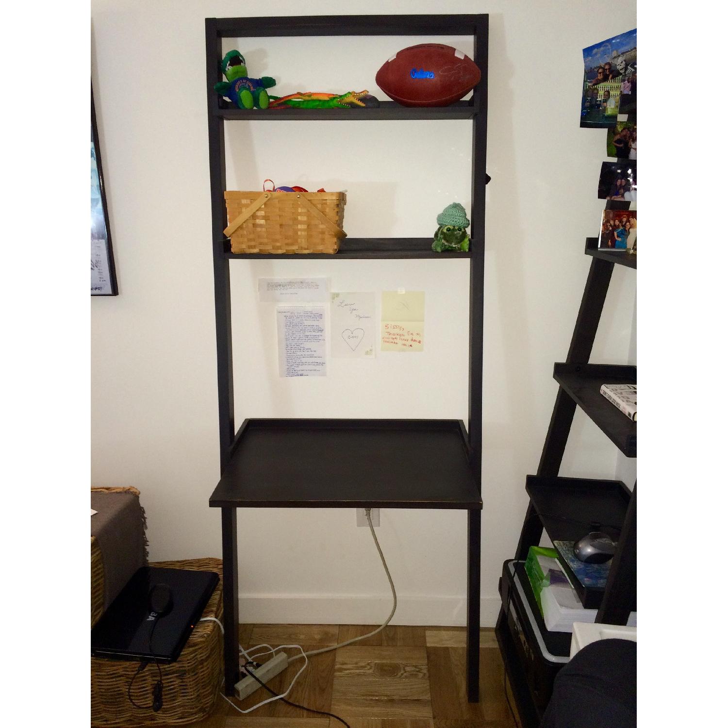 Crate & Barrel Sloane Grey Leaning Desk Bookshelf - image-1