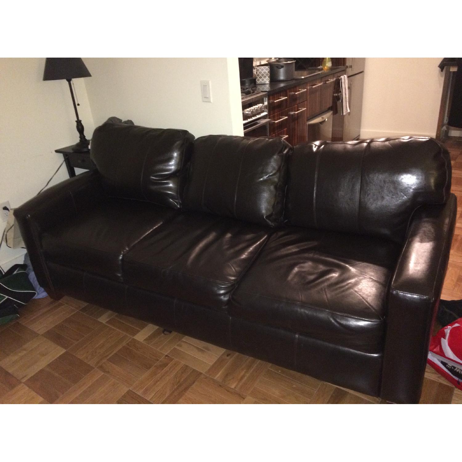 Jennifer Convertibles Brown Leather Sofa - image-2