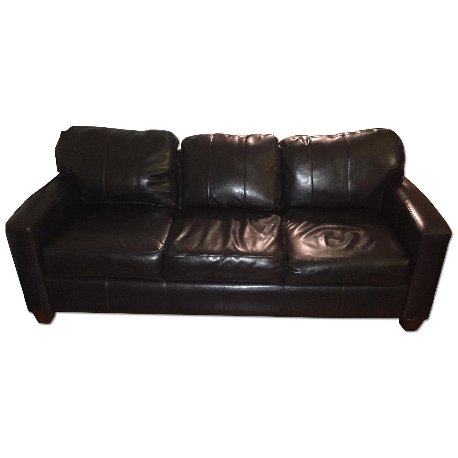 Jennifer Convertibles Brown Leather Sofa - image-0