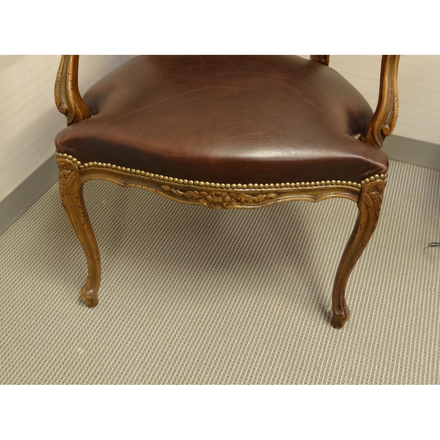 Leather and Wood French Regency Chairs - Set of 2 - image-3