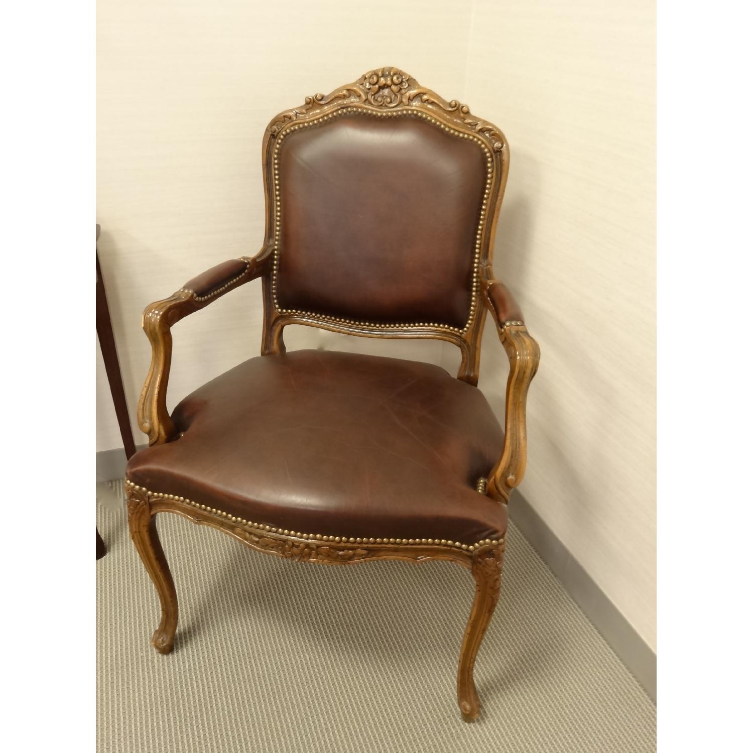 Leather and Wood French Regency Chairs - Set of 2 - image-4