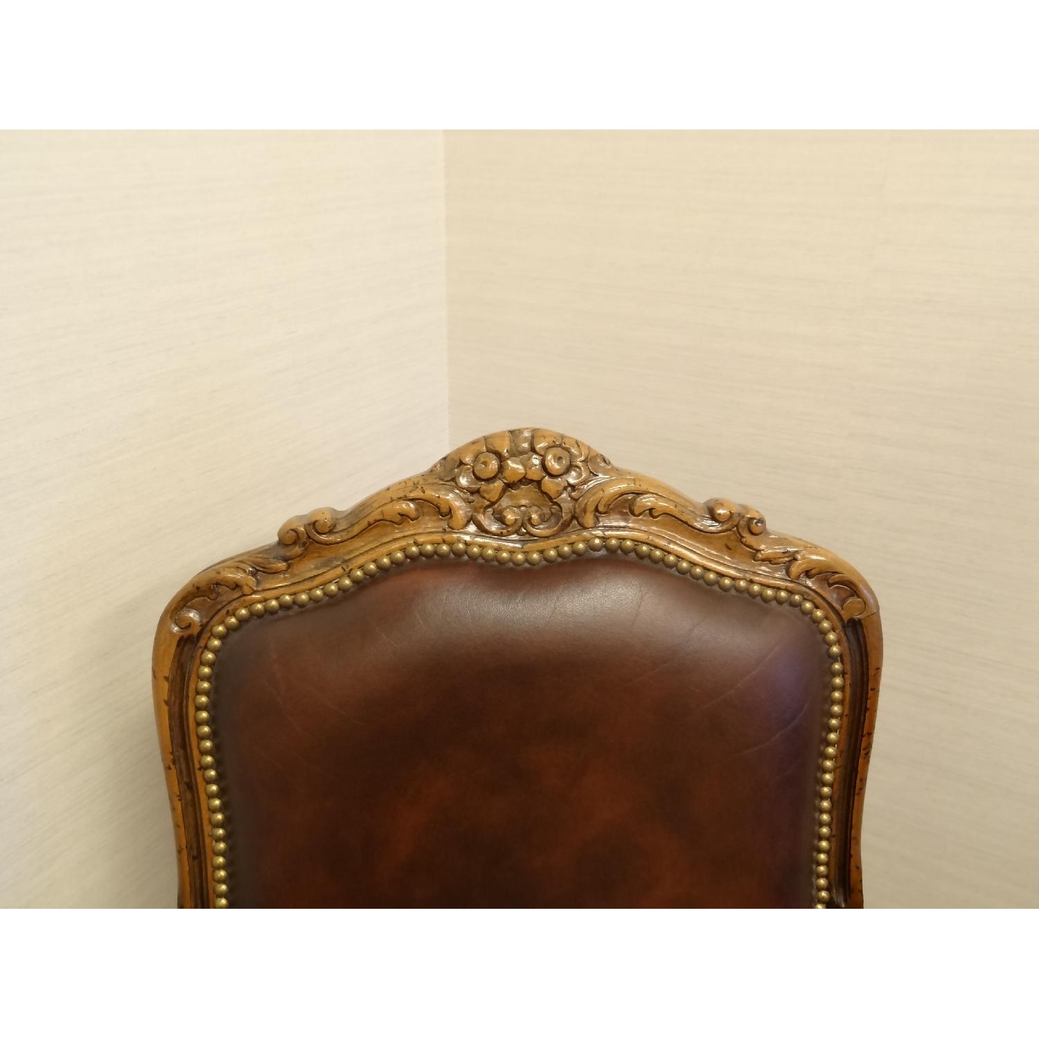 Leather and Wood French Regency Chairs - Set of 2 - image-6