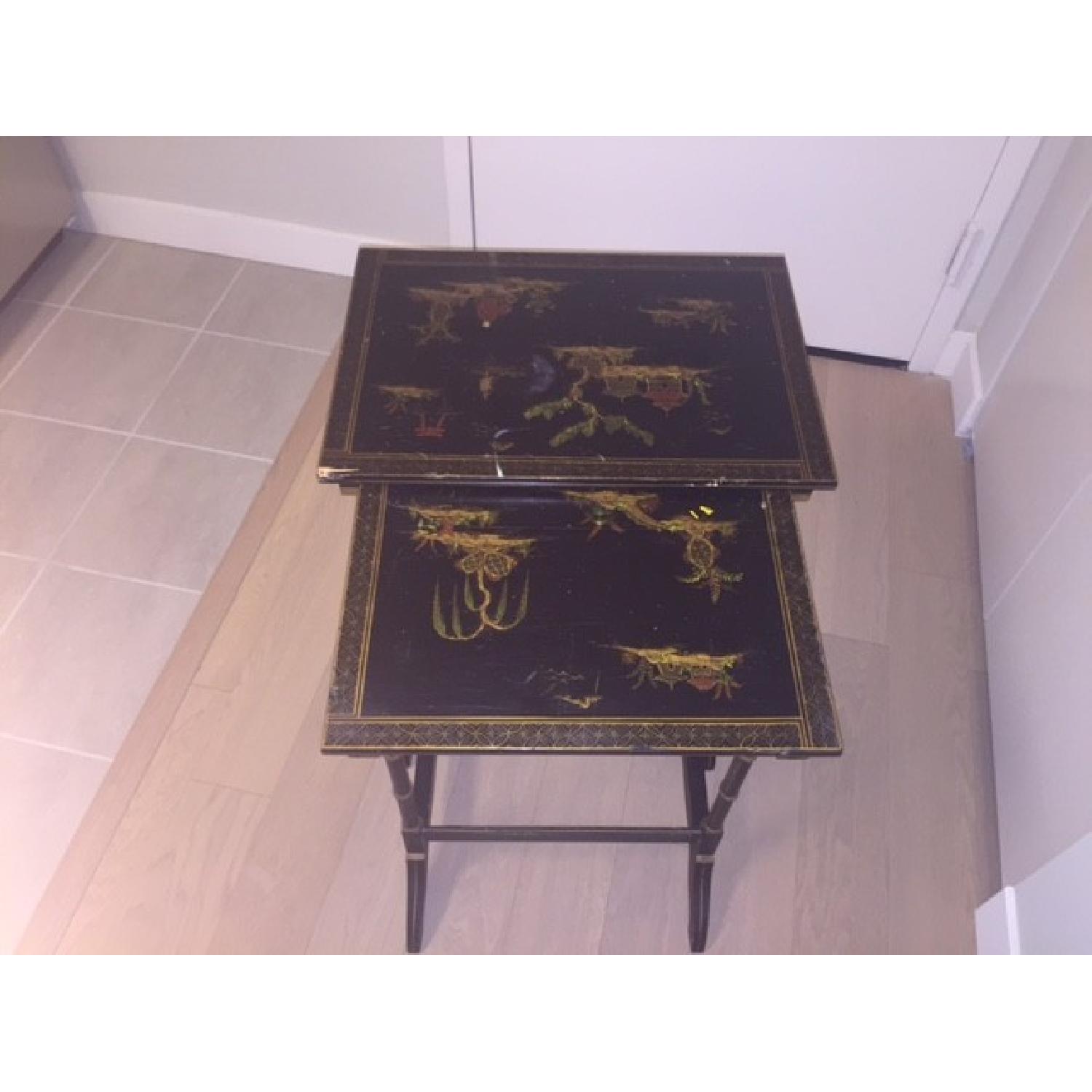Antique Black Nesting Side Tables - Set of 2 - image-1