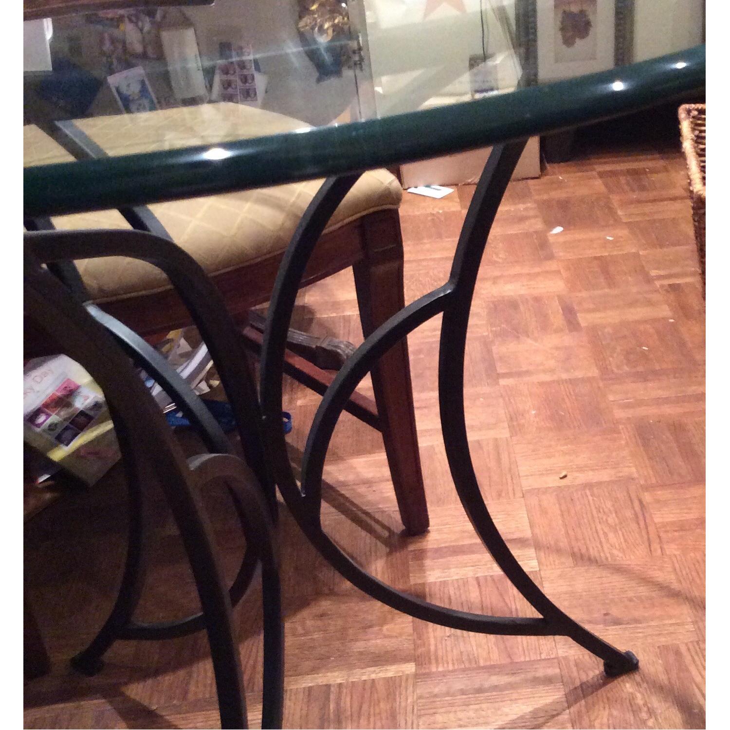 Pier 1 Glass Top and Wrought Iron Base Dining Table - image-1